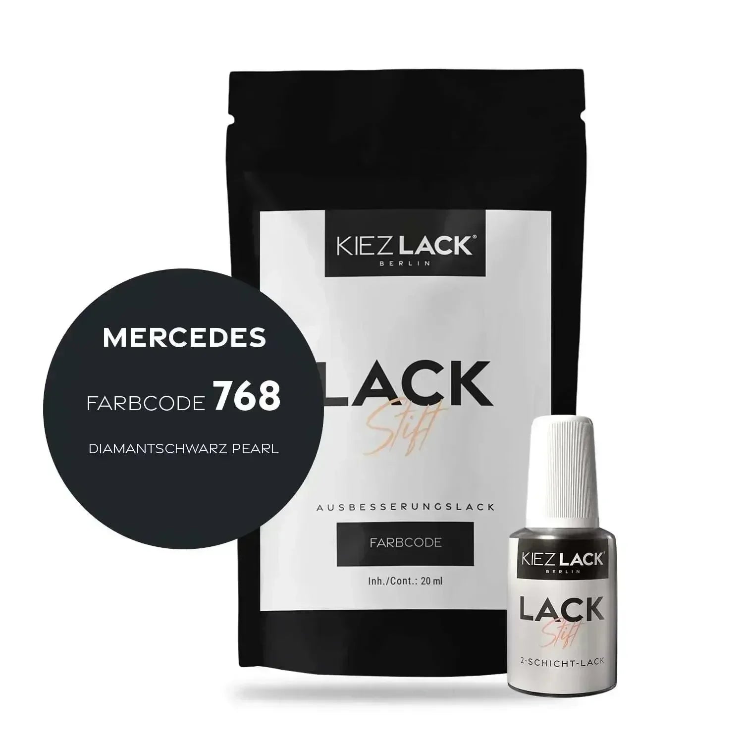 Kiezlack Lackstift Autolack Lackstift MERCEDES 768 DIAMANTSCHWARZ PEARL