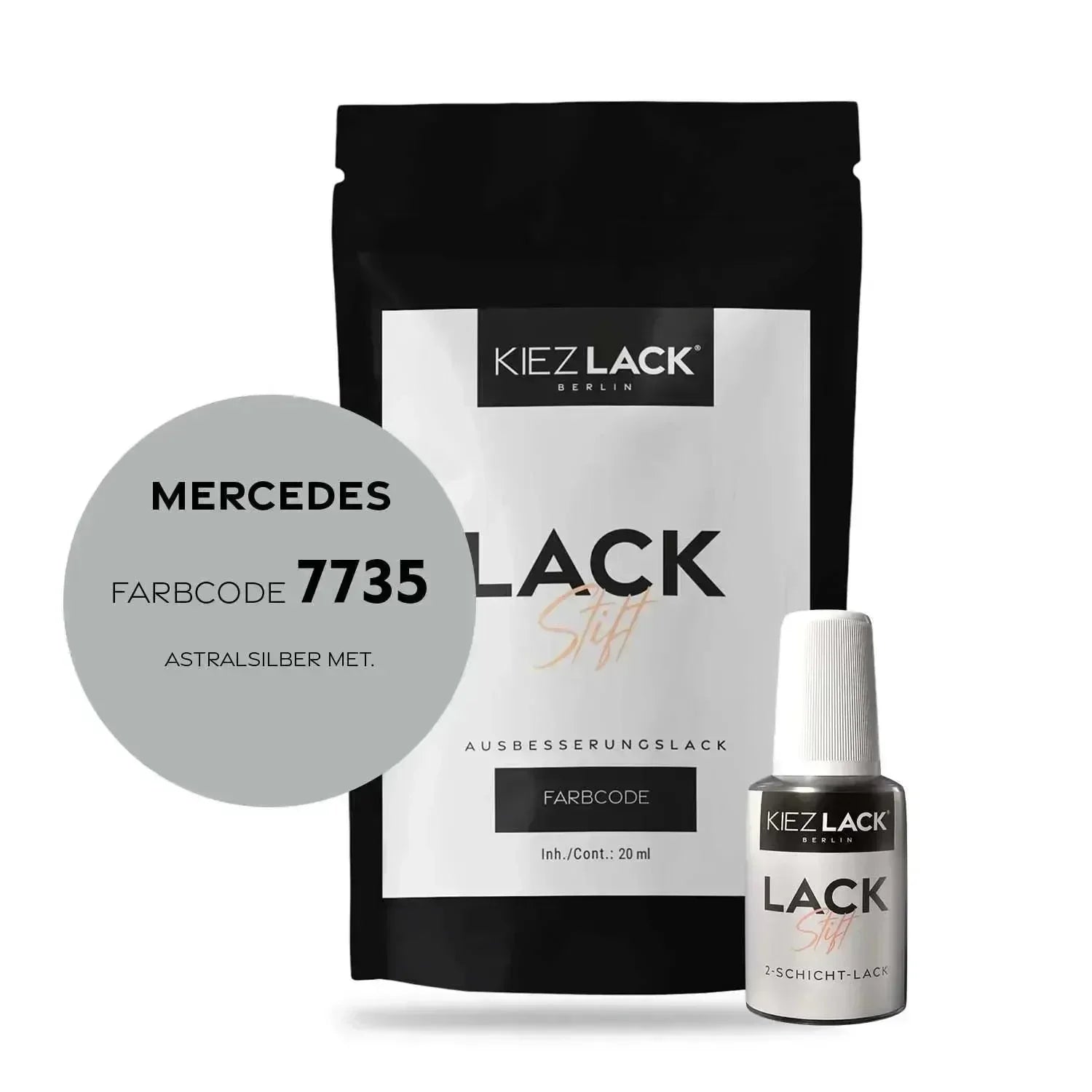 Kiezlack Lackstift Autolack Lackstift MERCEDES 7735 ASTRALSILBER MET.