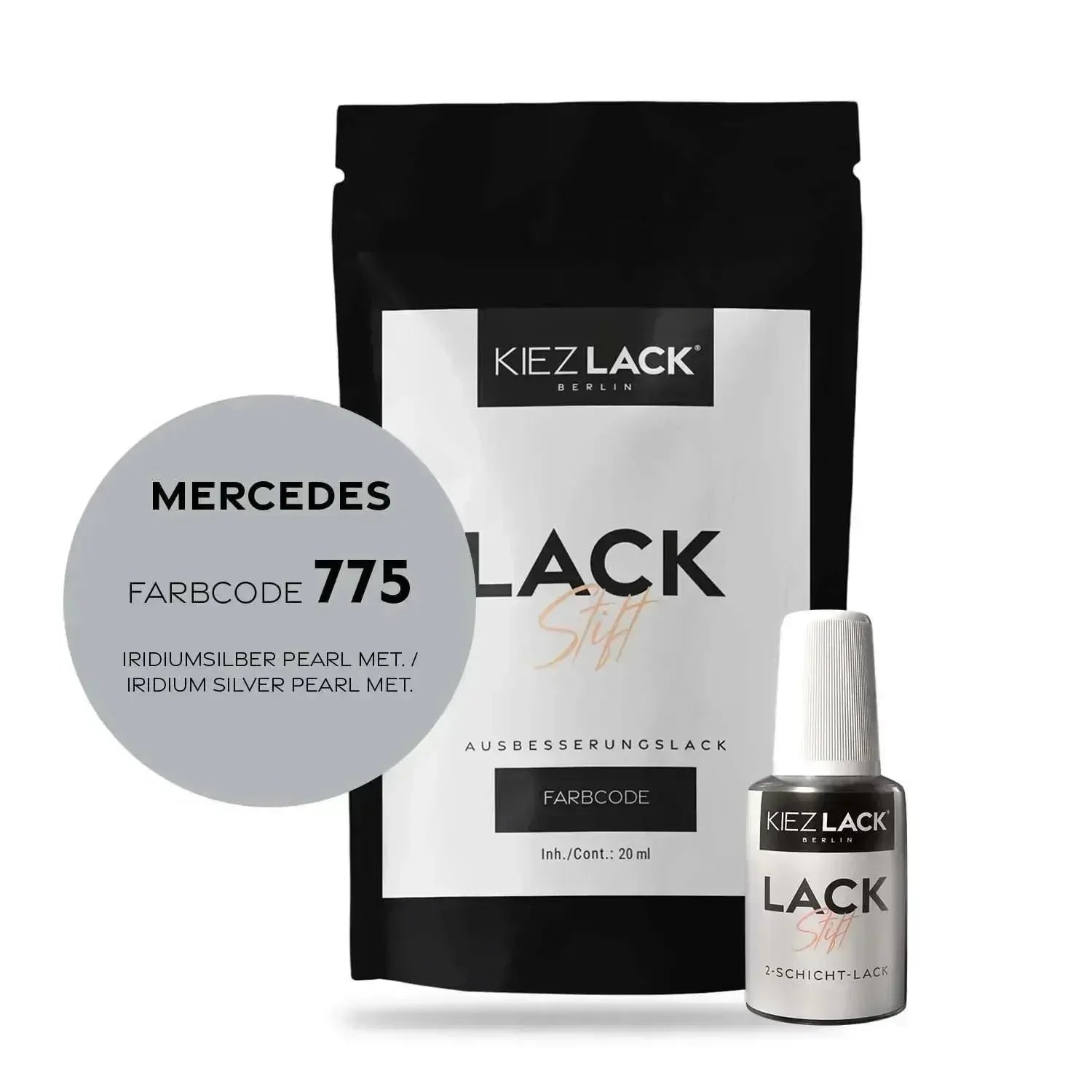 Kiezlack Lackstift Autolack Lackstift MERCEDES 775 IRIDIUMSILBER PEARL MET.