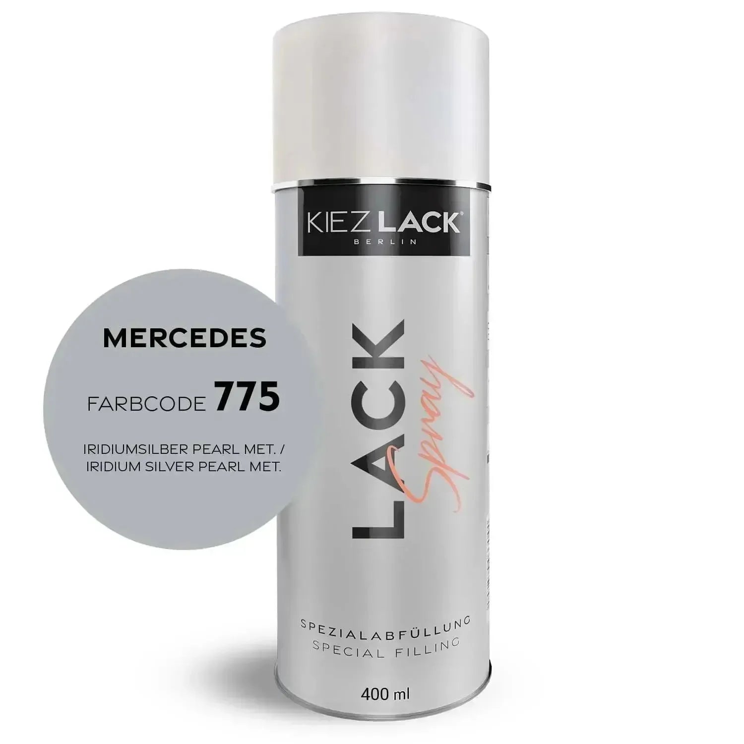 Kiezlack Lackspray Autolack Spraydose MERCEDES 775 IRIDIUMSILBER PEARL MET.