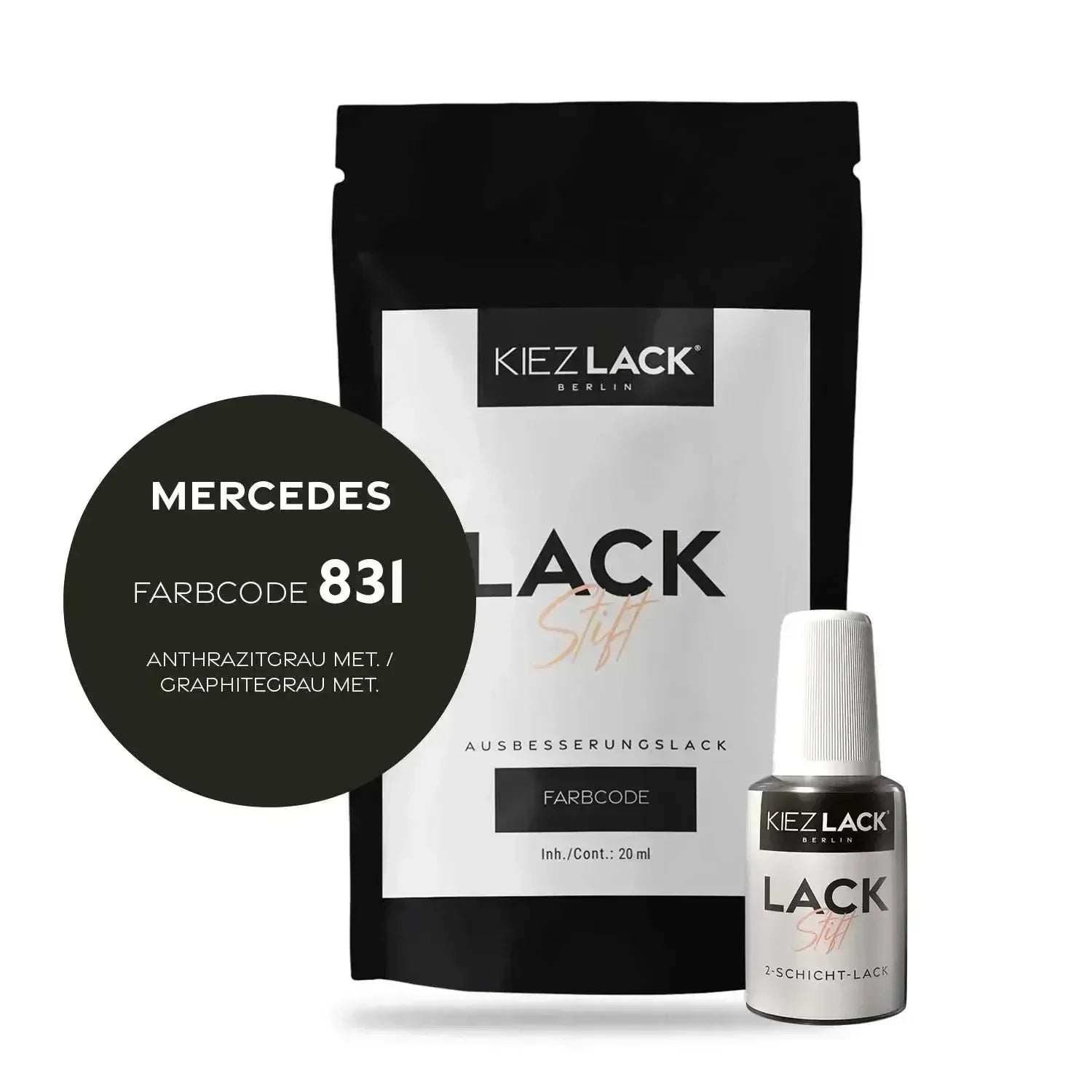 Kiezlack Lackstift Autolack Lackstift MERCEDES 831 ANTHRAZITGRAU MET.