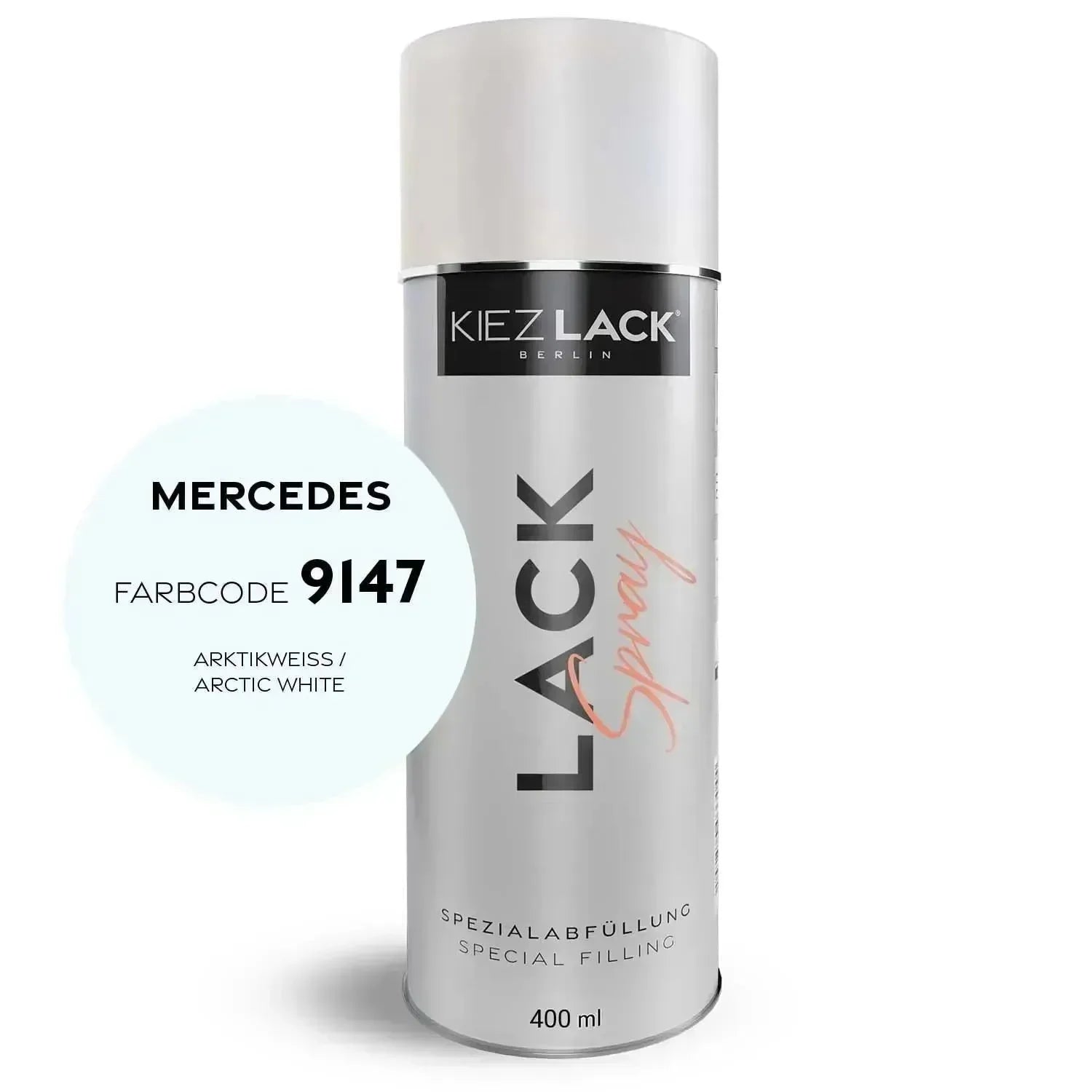 Kiezlack Lackspray Autolack Spraydose MERCEDES 9147 ARKTIKWEISS