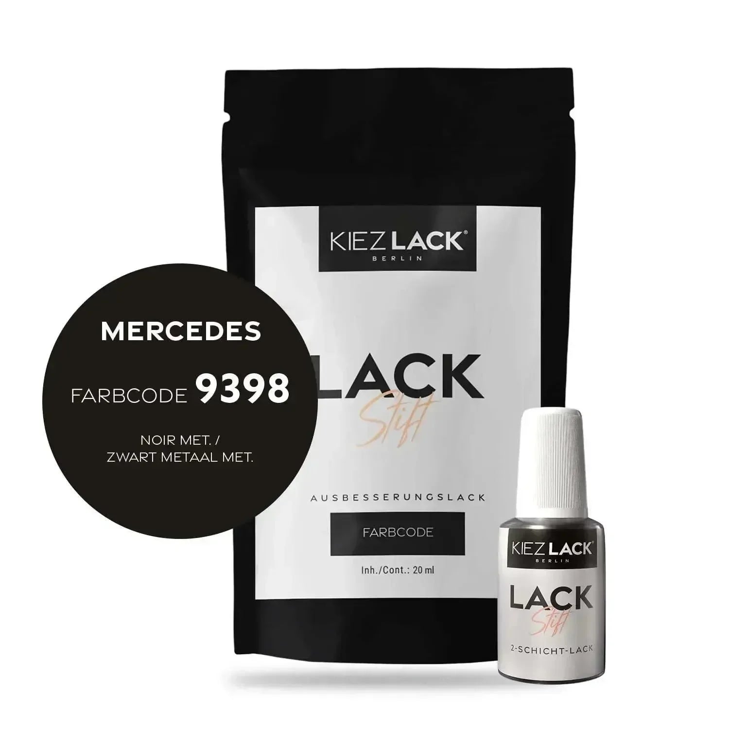 Kiezlack Lackstift Autolack Lackstift MERCEDES 9398 NOIR MET.