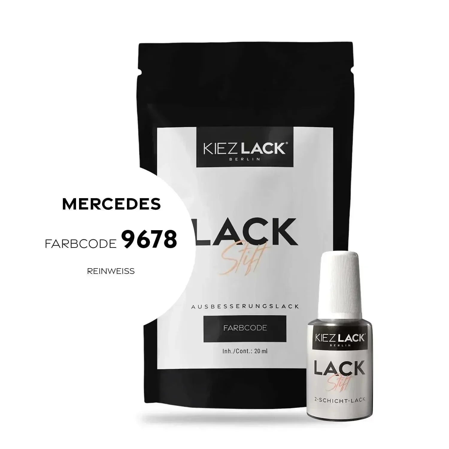 Kiezlack Lackstift Autolack Lackstift MERCEDES 9678 REINWEISS