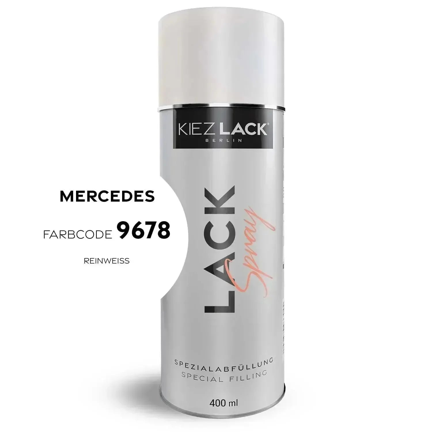 Kiezlack Lackspray Autolack Spraydose MERCEDES 9678 REINWEISS