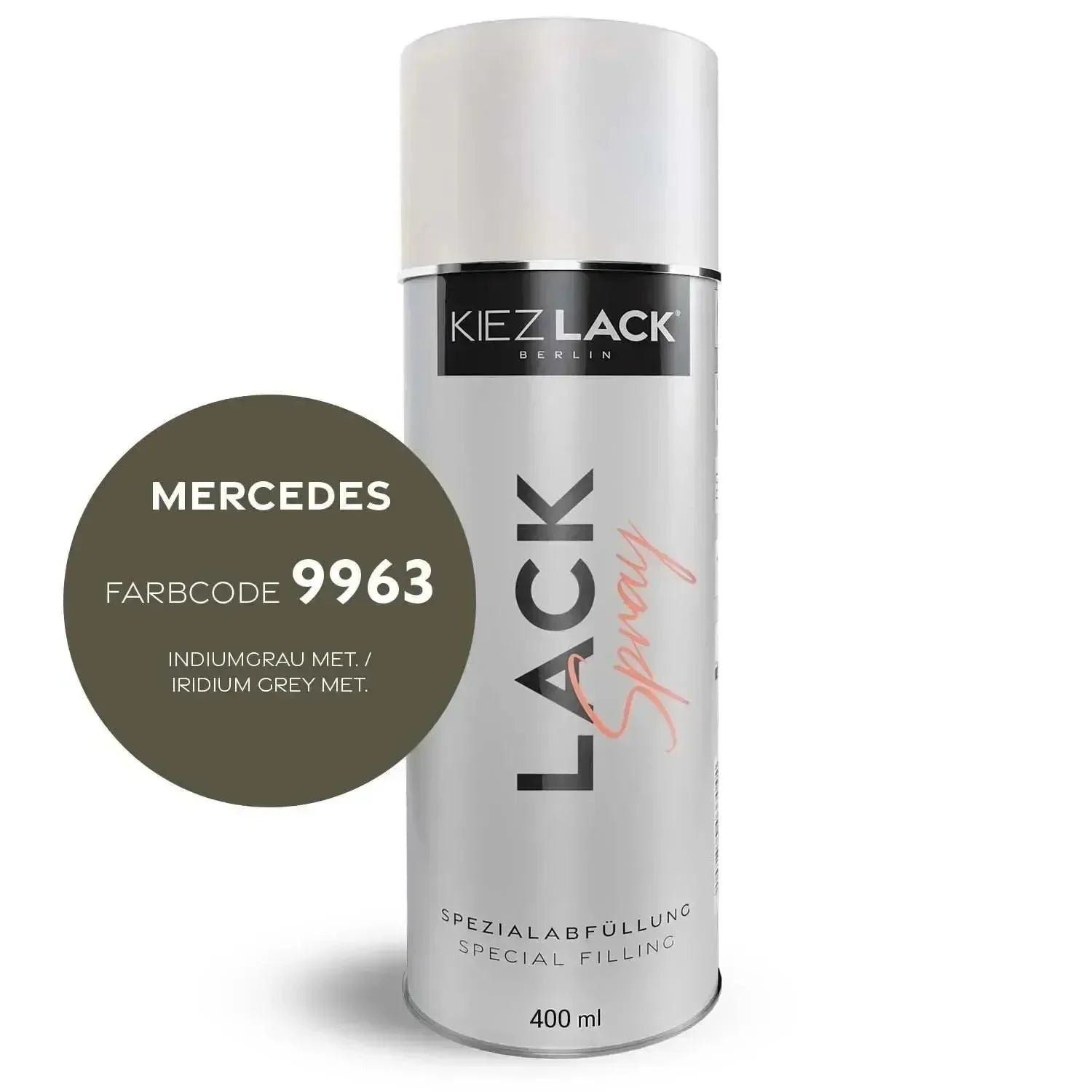 Kiezlack Lackspray Autolack Spraydose MERCEDES 9963 INDIUMGRAU MET.