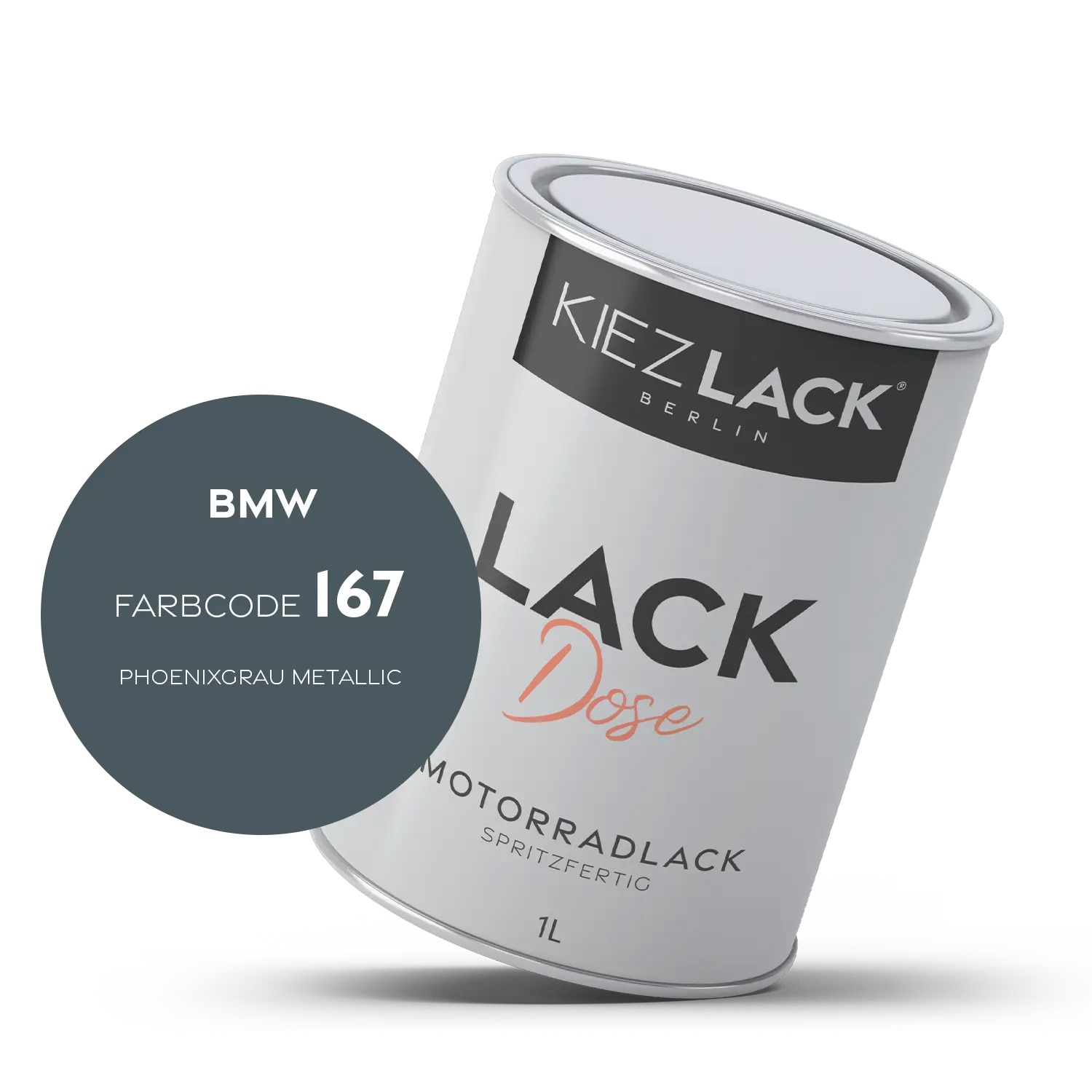 Kiezlack 1K Motorradlack Basislack Lackdose BMW 167 PHOENIXGRAU METALLIC
