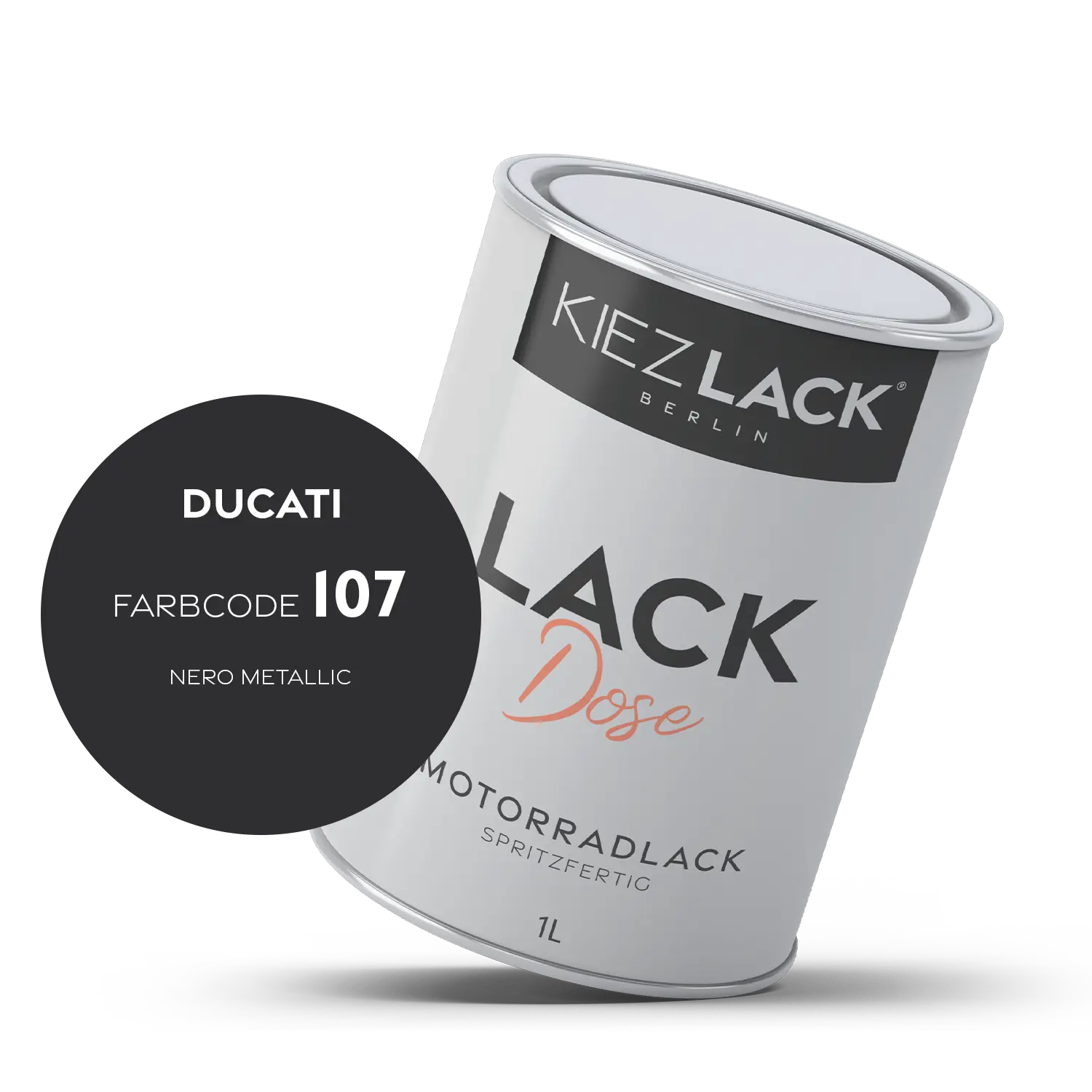 Kiezlack 1K Motorradlack Basislack Lackdose Ducati 107 NERO METALLIC