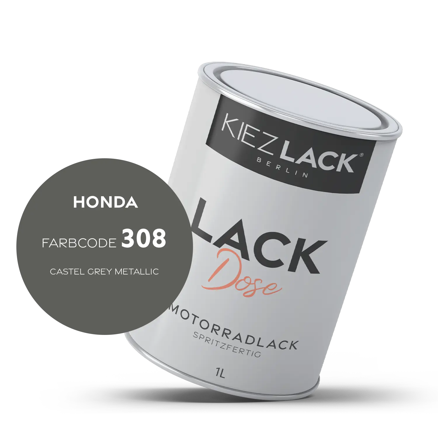 Kiezlack 1K Motorradlack Basislack Lackdose Honda 308 CASTEL GREY METALLIC
