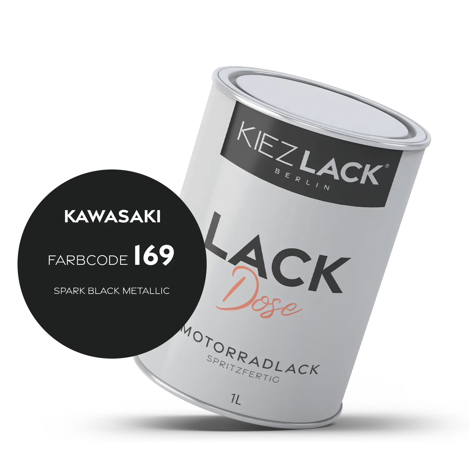 Kiezlack 1K Motorradlack Basislack Lackdose Kawasaki 169 SPARK BLACK METALLIC