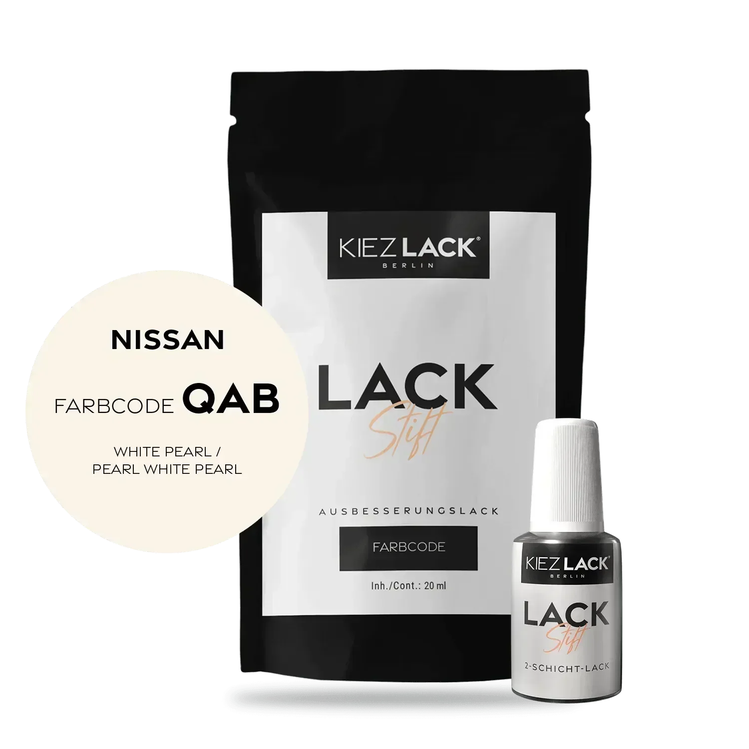 Kiezlack Lackstift Autolack Lackstift NISSAN QAB WHITE PEARL