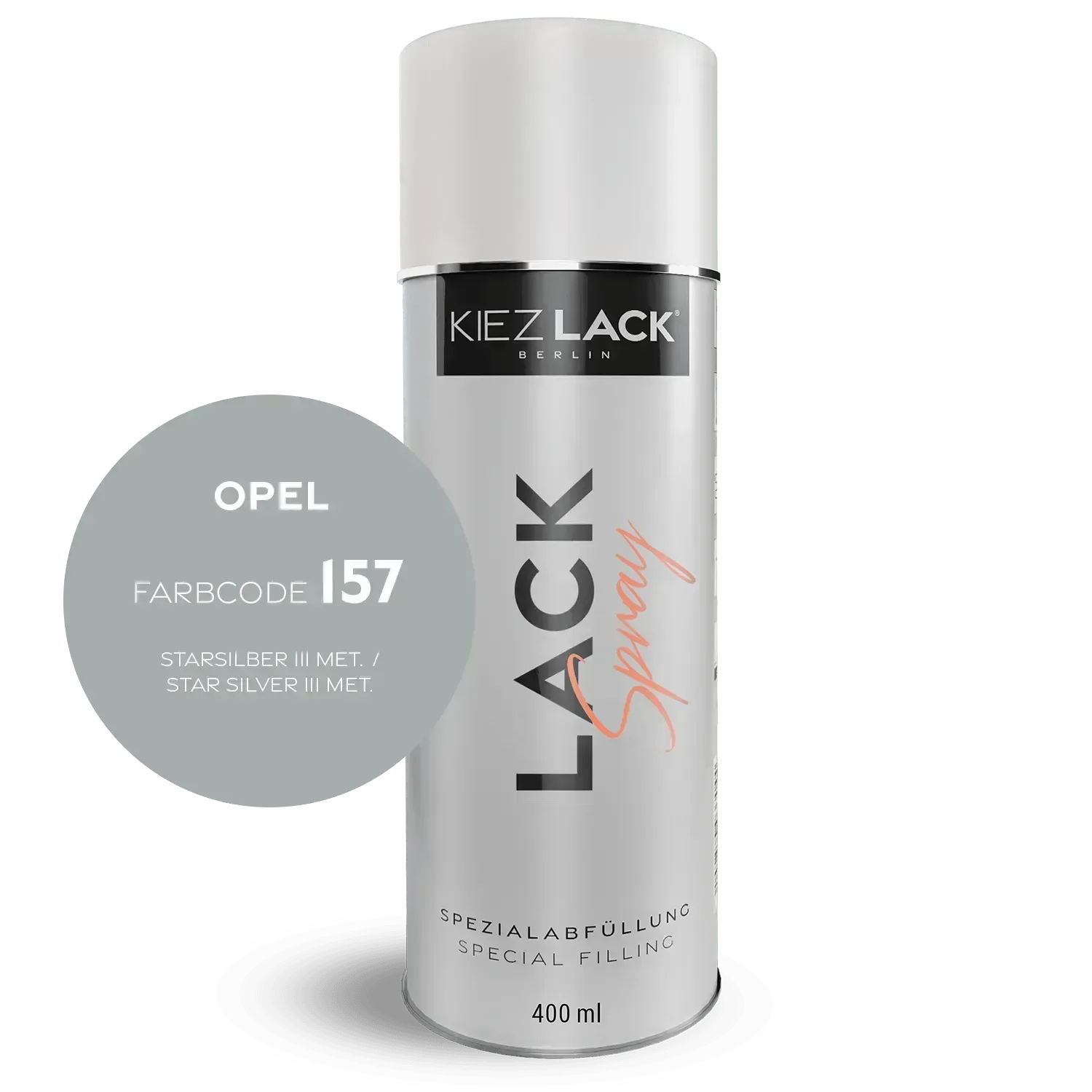 Kiezlack Lackspray Autolack Spraydose OPEL 157 STARSILBER III MET.