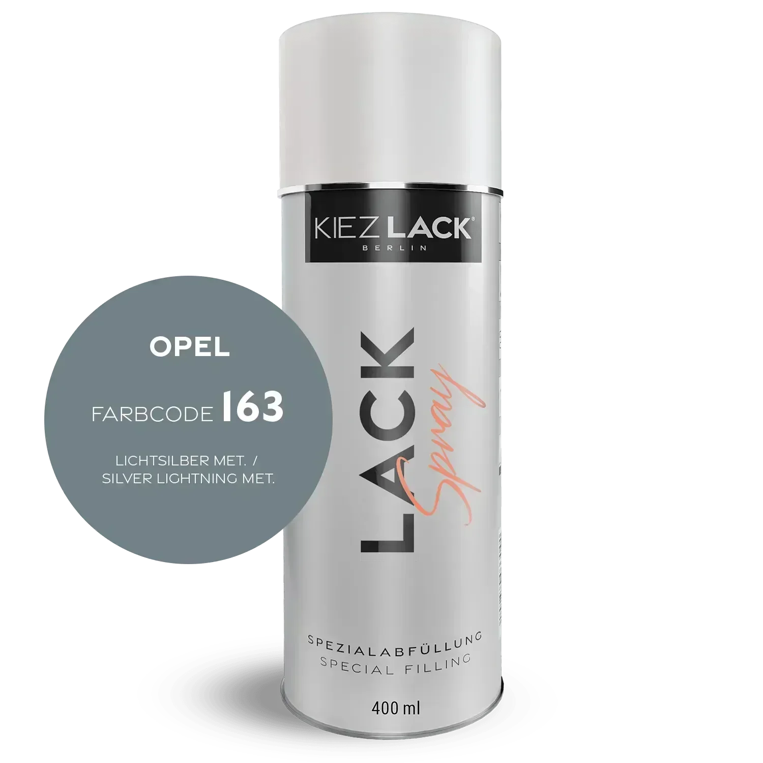 Kiezlack Lackspray Autolack Spraydose OPEL 163 LICHTSILBER MET.