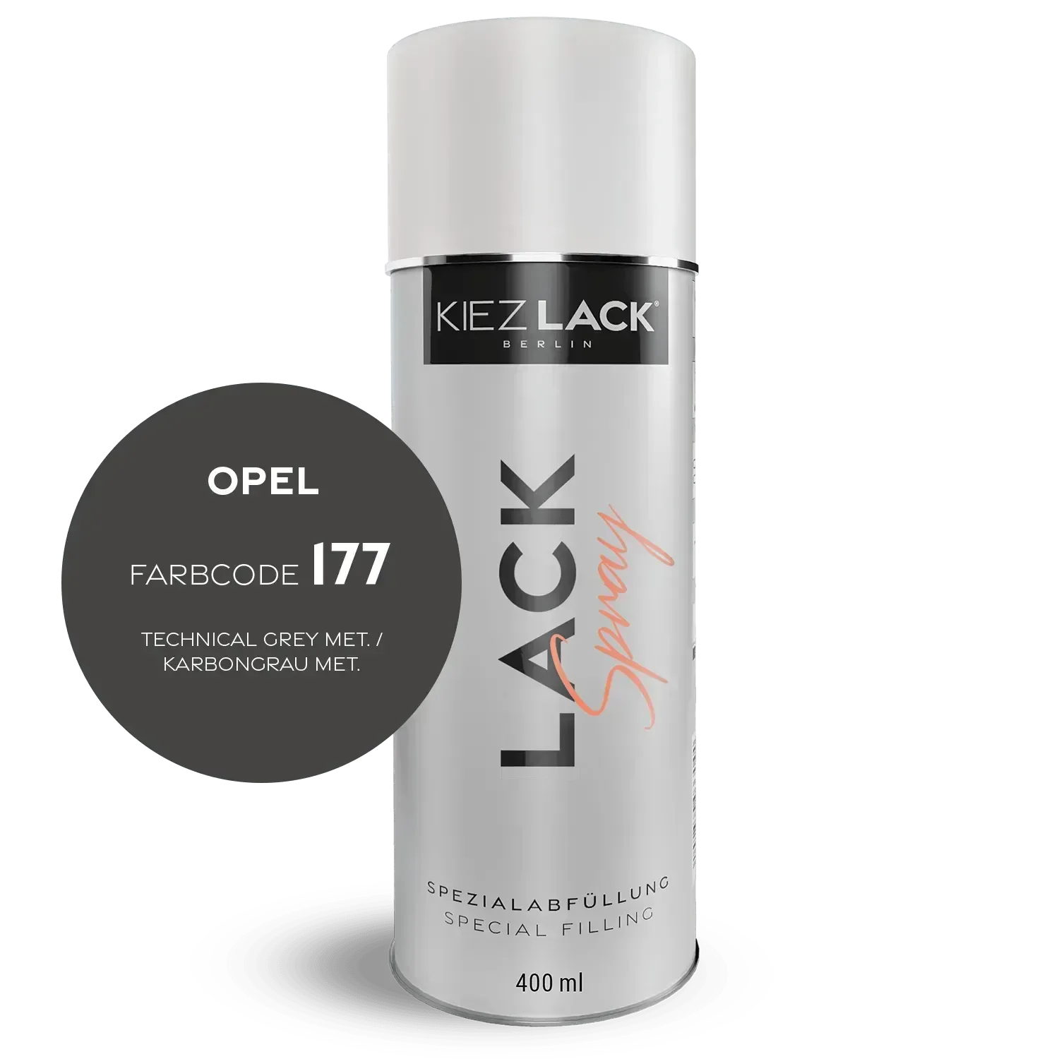 Kiezlack Lackspray Autolack Spraydose OPEL 177 TECHNICAL GREY MET.
