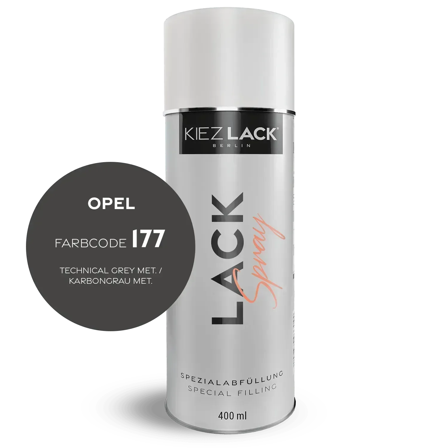 Kiezlack Lackspray Autolack Spraydose OPEL 177 TECHNICAL GREY MET.