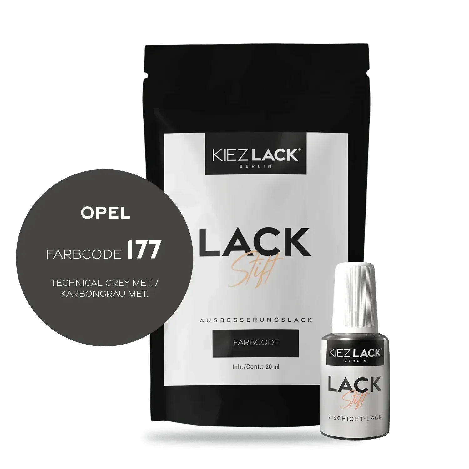 Kiezlack Lackstift Autolack Lackstift OPEL 177 TECHNICAL GREY MET.