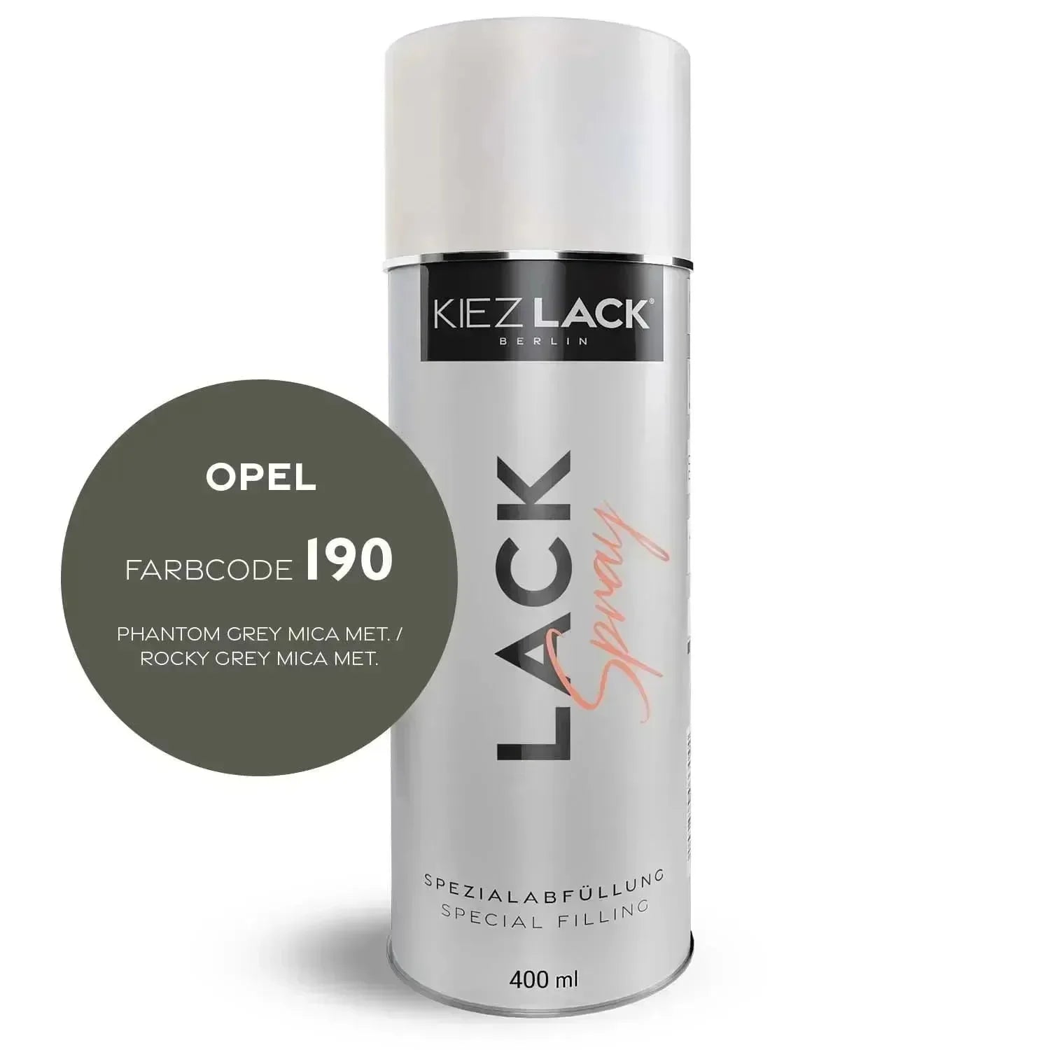 Kiezlack Lackspray Autolack Spraydose OPEL 190 PHANTOM GREY MICA MET.