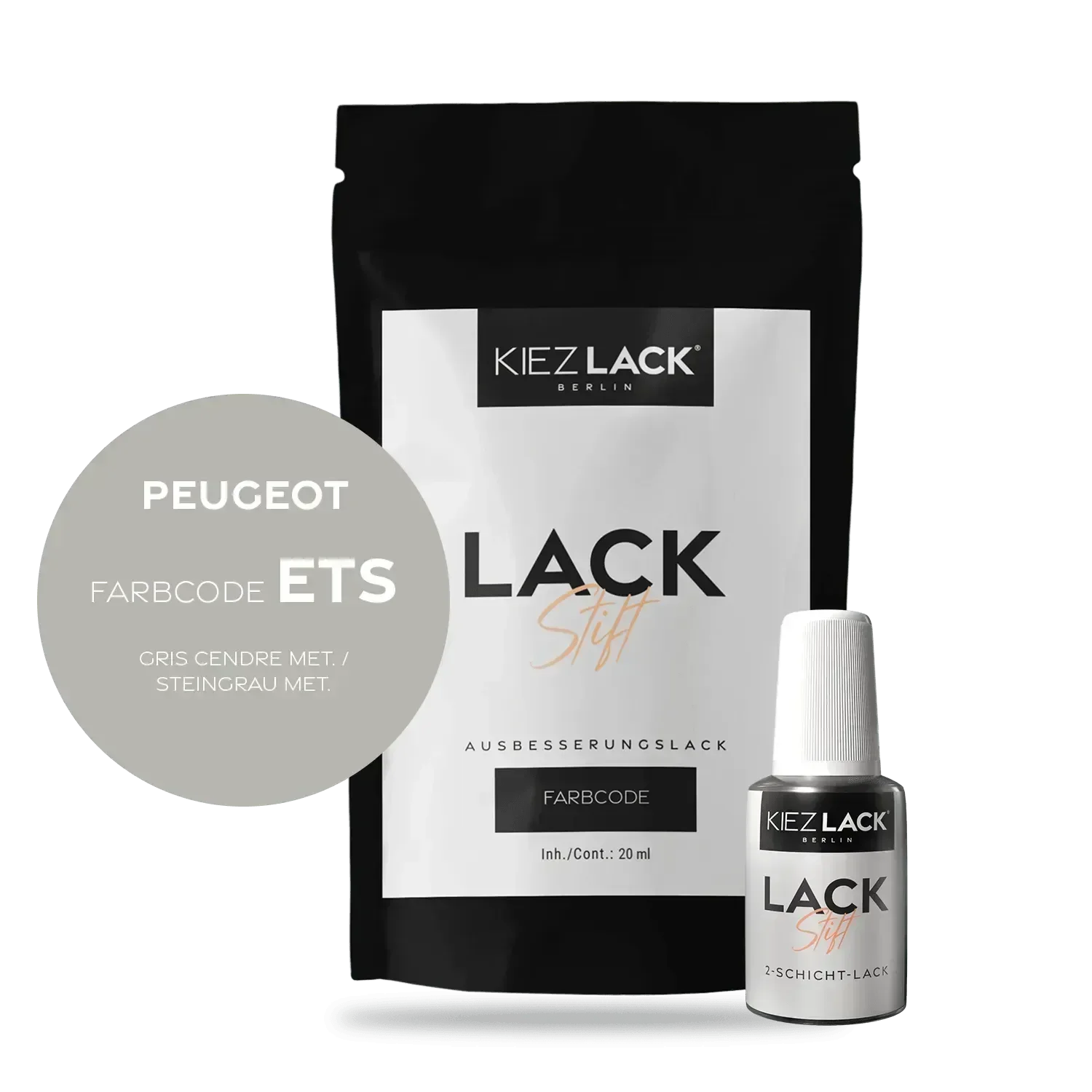 Kiezlack Lackstift Autolack Lackstift Peugeot ETS GRIS CENDRE MET.