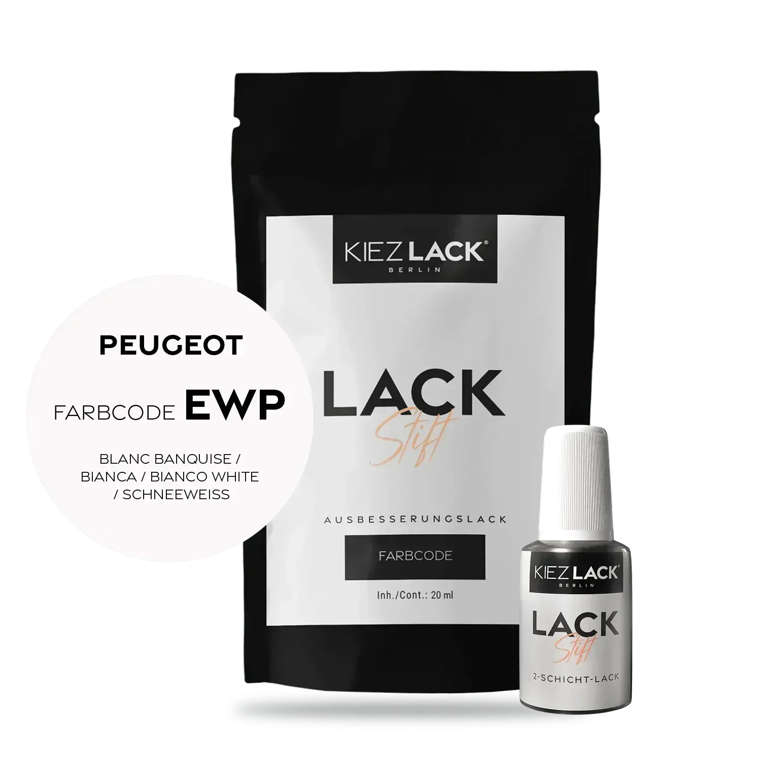 Kiezlack Lackstift Autolack Lackstift Peugeot EWP BLANC BANQUISE