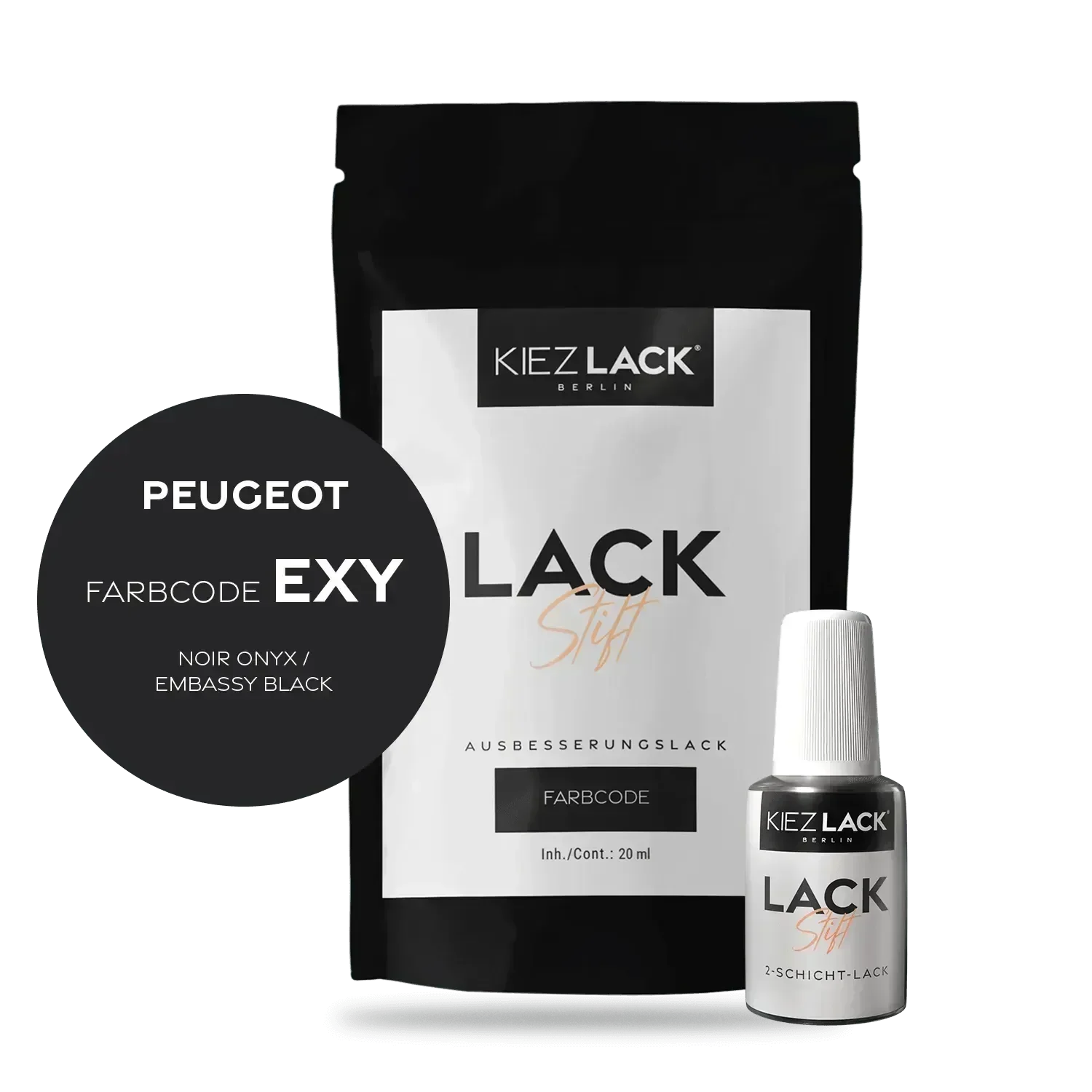 Kiezlack Lackstift Autolack Lackstift Peugeot EXY NOIR ONYX