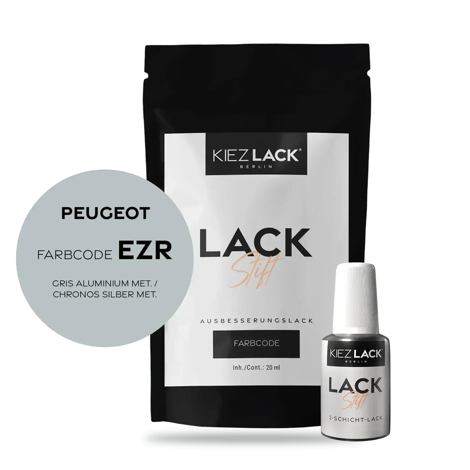 Kiezlack Lackstift Autolack Lackstift Peugeot EZR GRIS ALUMINIUM MET.