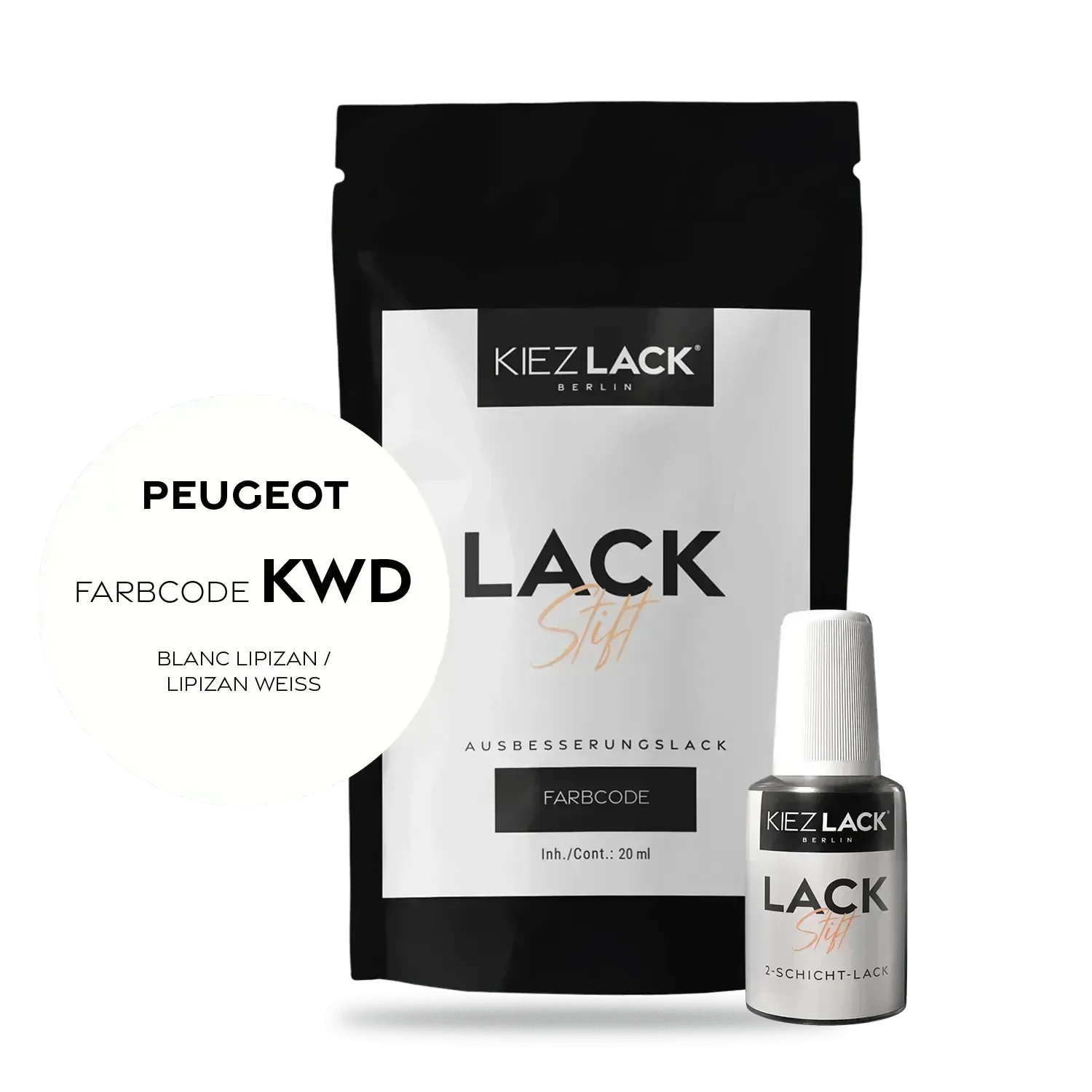 Kiezlack Lackstift Autolack Lackstift Peugeot KWD BLANC LIPIZAN
