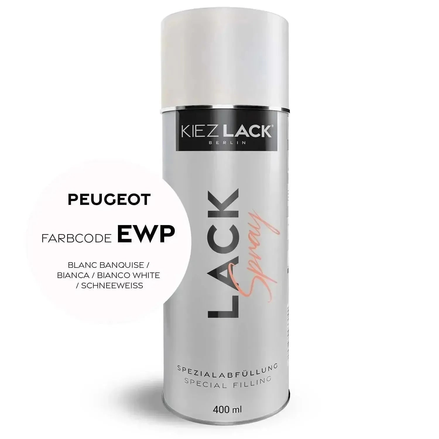 Kiezlack Lackspray Autolack Spraydose Peugeot EWP BLANC BANQUISE