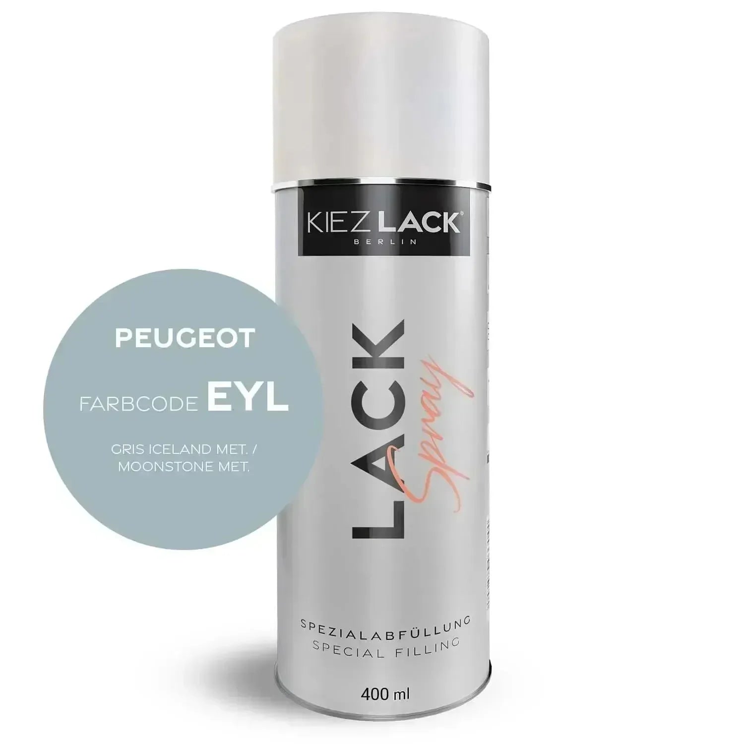 Kiezlack Lackspray Autolack Spraydose Peugeot EYL GRIS ICELAND MET.