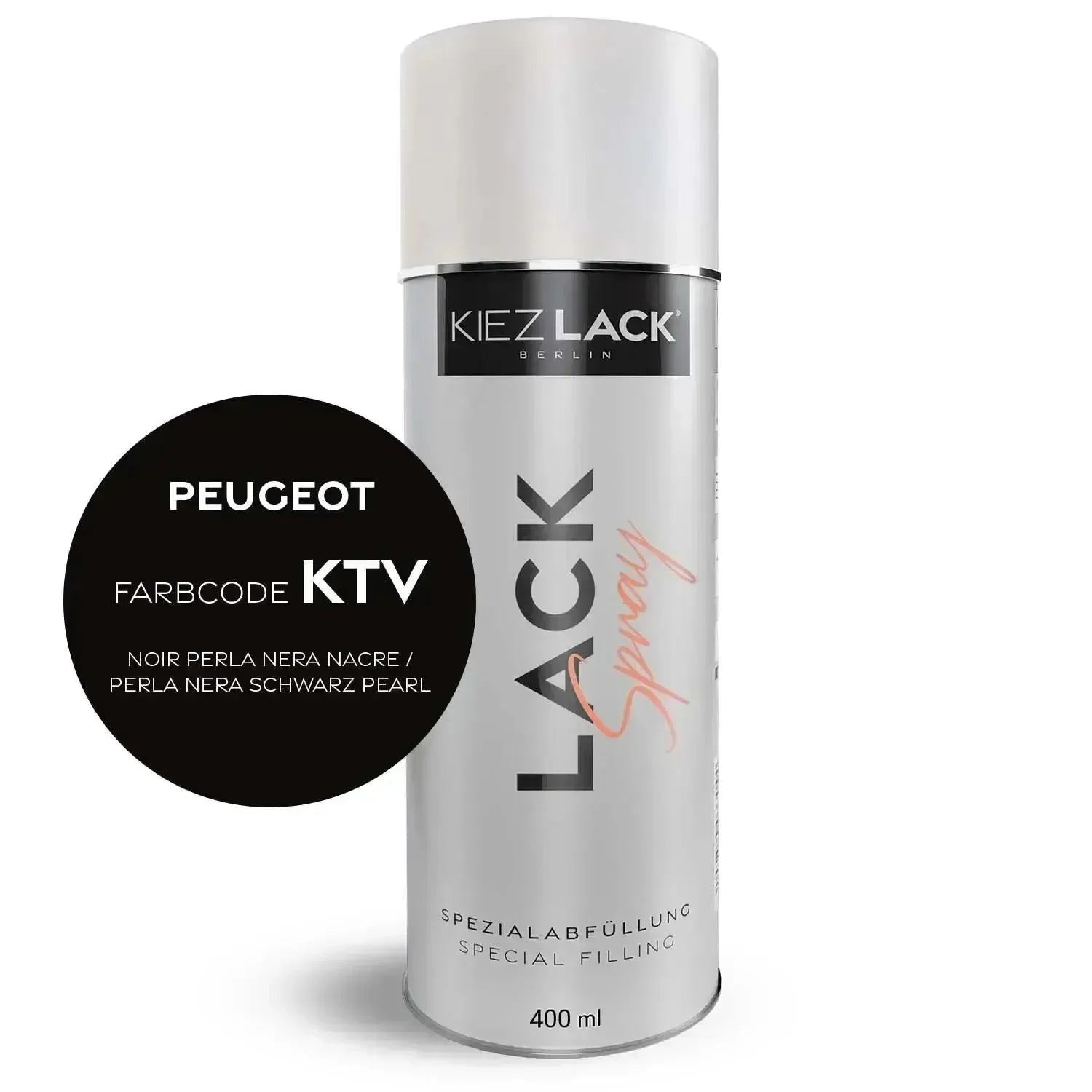 Kiezlack Lackspray Autolack Spraydose Peugeot KTV NOIR PERLA NERA NACRE