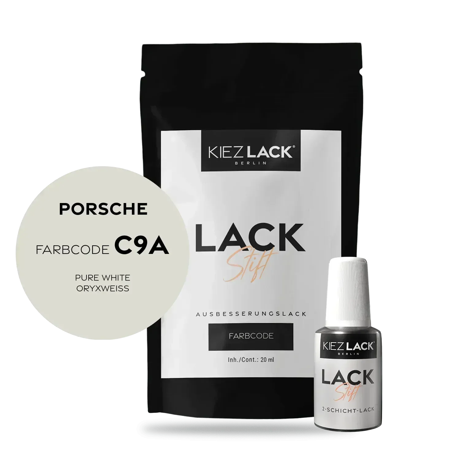 Kiezlack Lackstift Autolack Lackstift PORSCHE C9A PURE WHITE