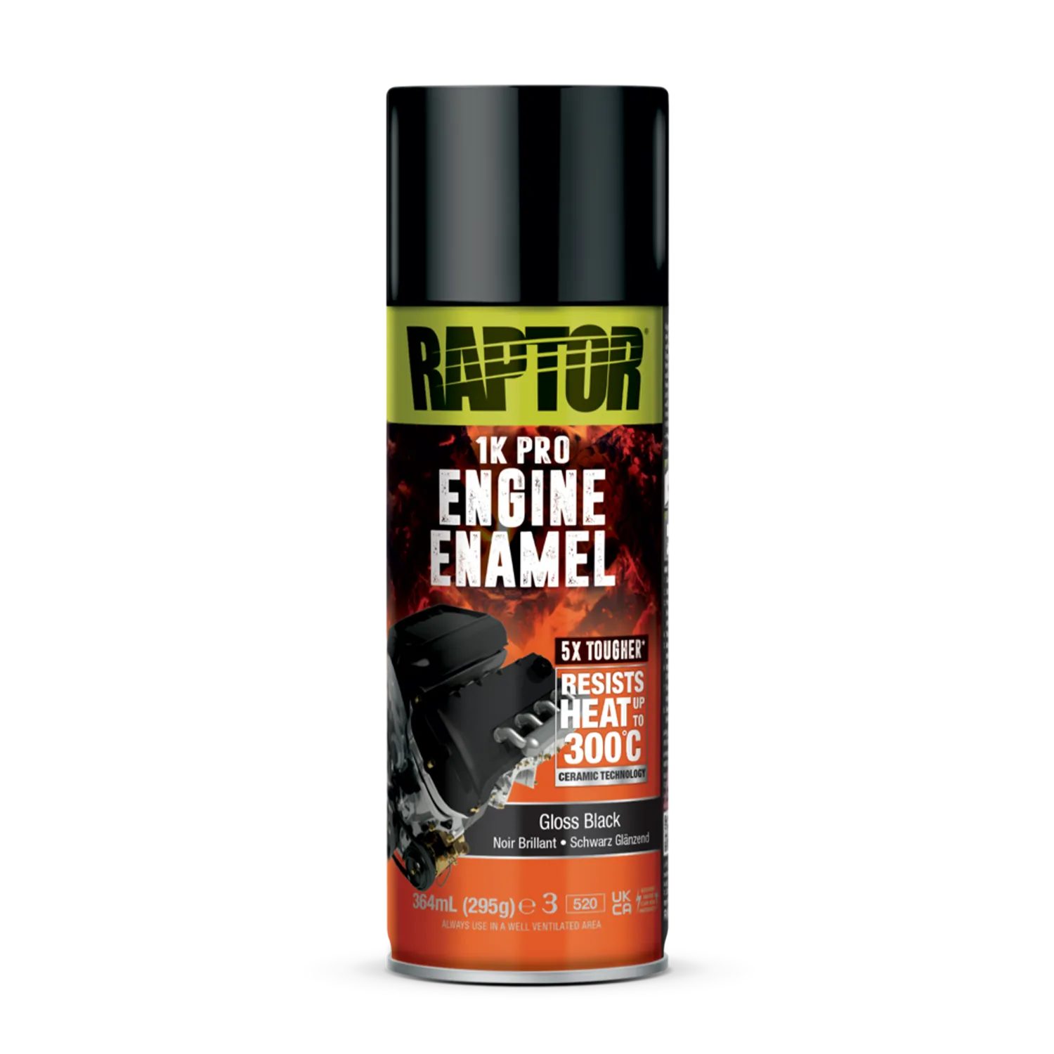 Raptor Schwarz glänzend RAPTOR 1K Pro Motorlack Spray hitzebeständig bis 300 °C FARBWAHL