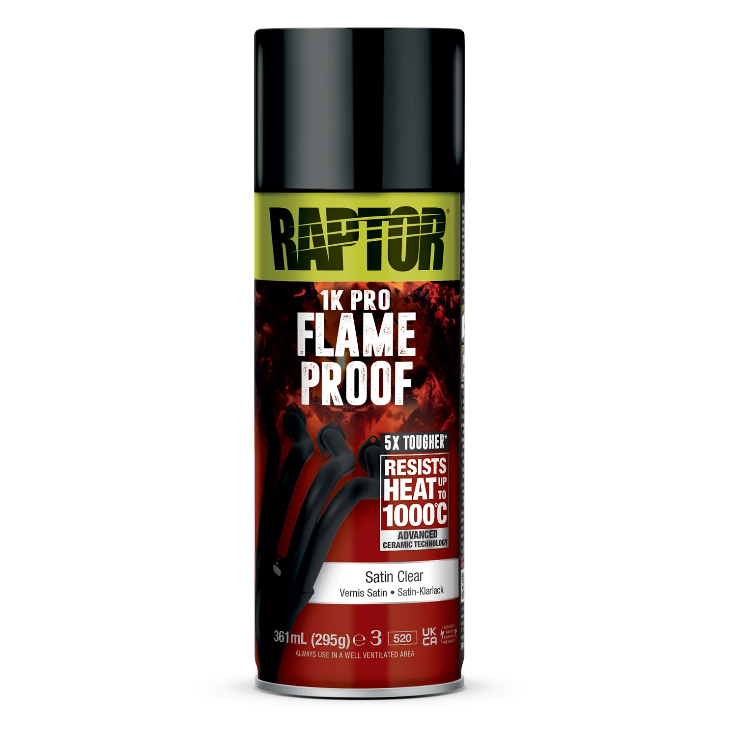 Raptor Satin Klarlack RAPTOR 1K Flame Proof Spraydose hitzefester Auspufflack bis 1000°C FARBWAHL