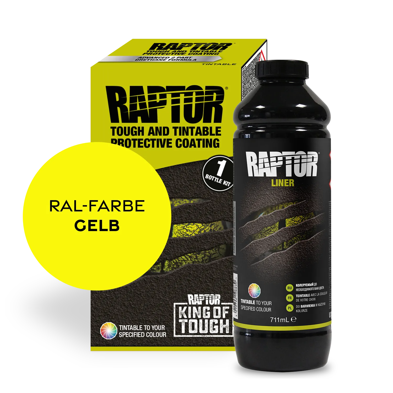 Raptor RAL 1000 - Grünbeige / 1er Flaschen-KIT / ohne RAPTOR Liner Flaschen-Kit RAL-Farben Gelb