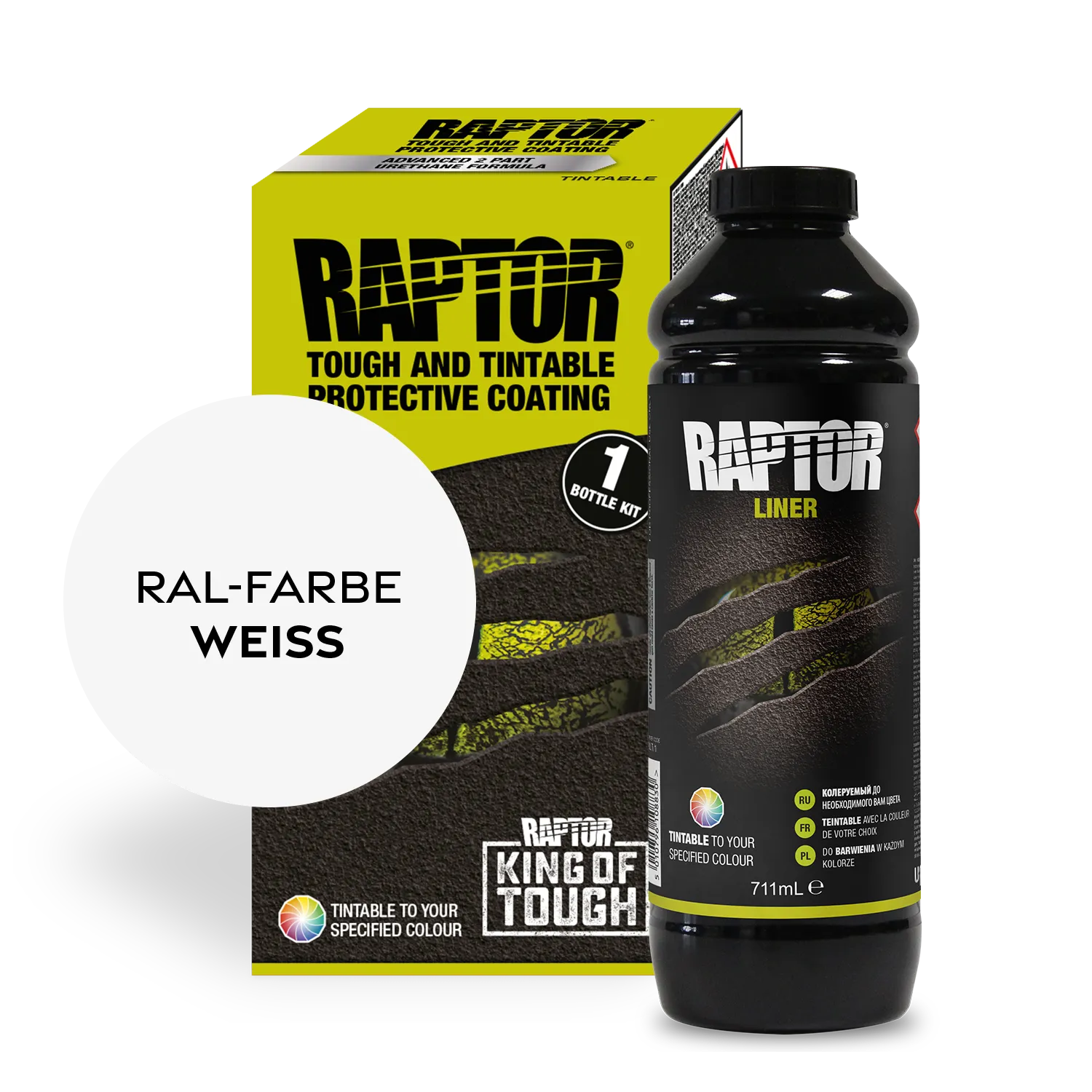 Raptor RAL 9001 - Cremeweiss / 1er Flaschen-KIT / ohne RAPTOR Liner Flaschen-Kit RAL-Farben Weiss