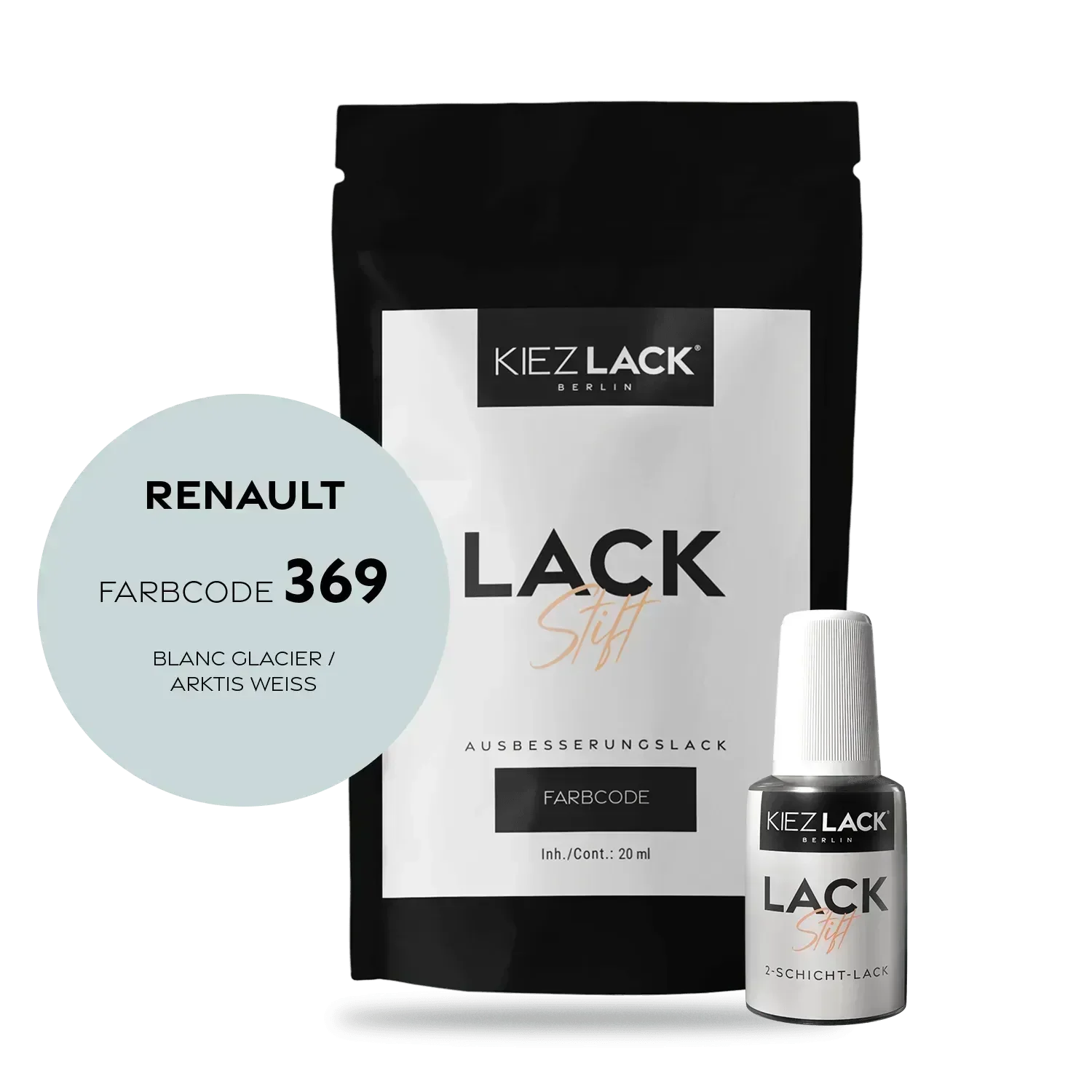 Kiezlack Lackstift Autolack Lackstift Renault 369 BLANC GLACIER
