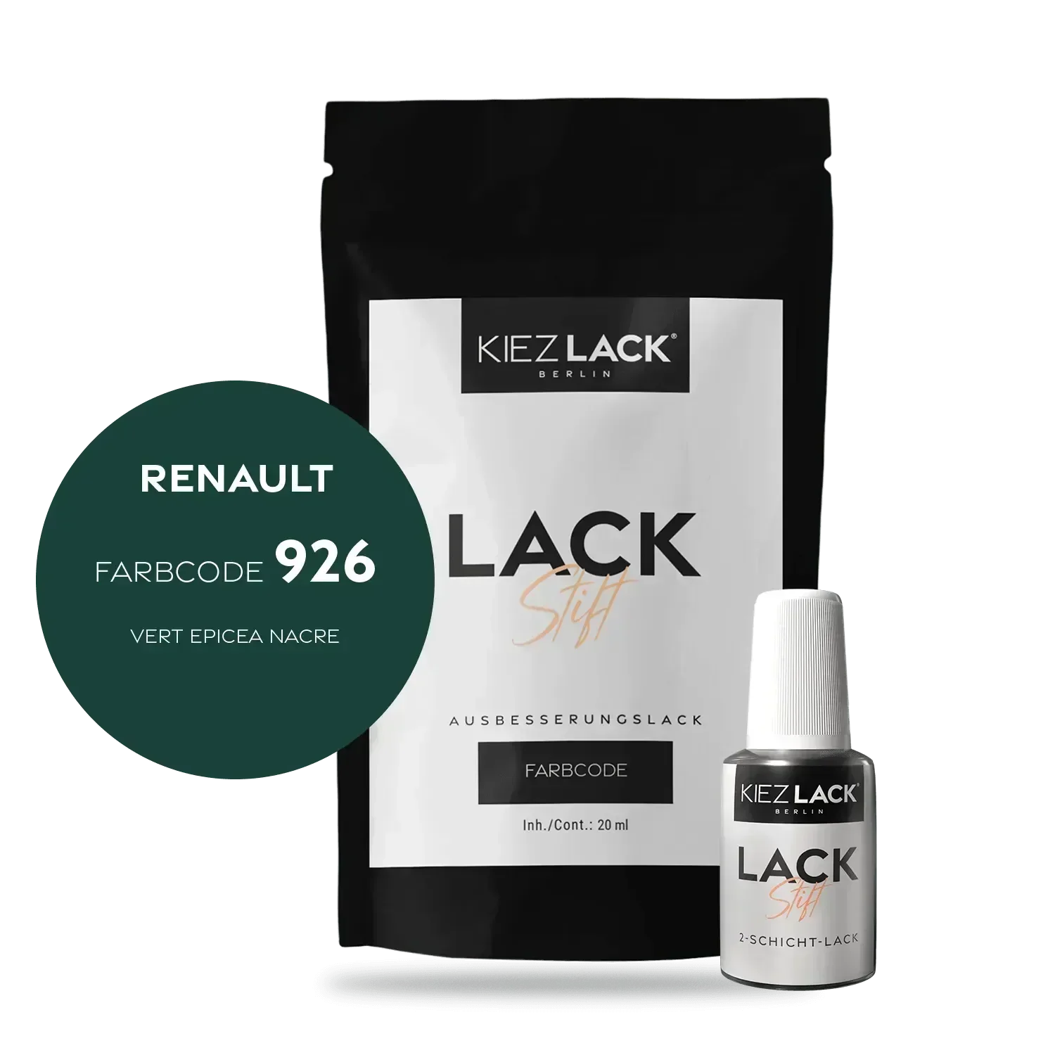 Kiezlack Lackstift Autolack Lackstift Renault 926 VERT EPICEA NACRE