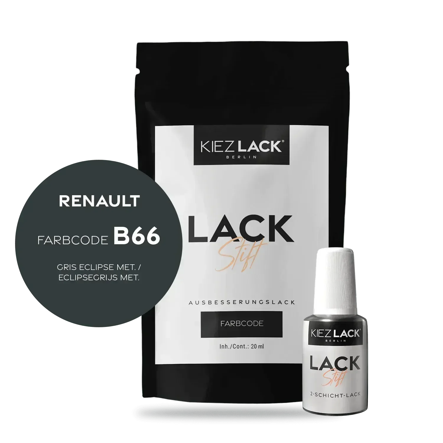Kiezlack Lackstift Autolack Lackstift Renault B66 GRIS ECLIPSE MET.