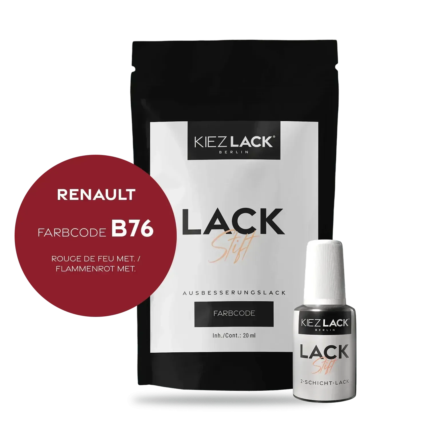 Kiezlack Lackstift Autolack Lackstift Renault B76 ROUGE DE FEU MET.