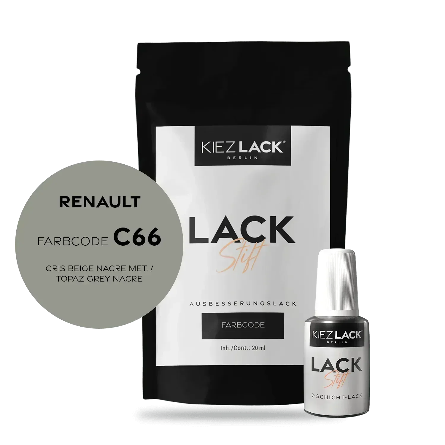 Kiezlack Lackstift Autolack Lackstift Renault C66 GRIS BEIGE NACRE MET.