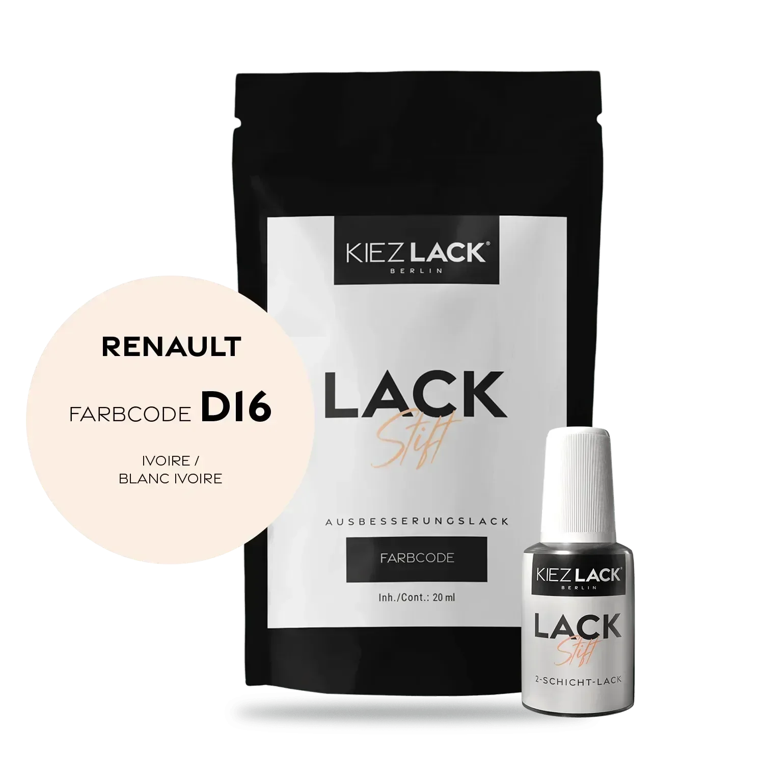 Kiezlack Lackstift Autolack Lackstift Renault D16 IVOIRE