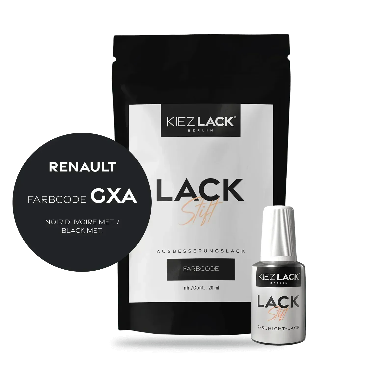 Kiezlack Lackstift Autolack Lackstift Renault GXA NOIR D' IVOIRE MET.