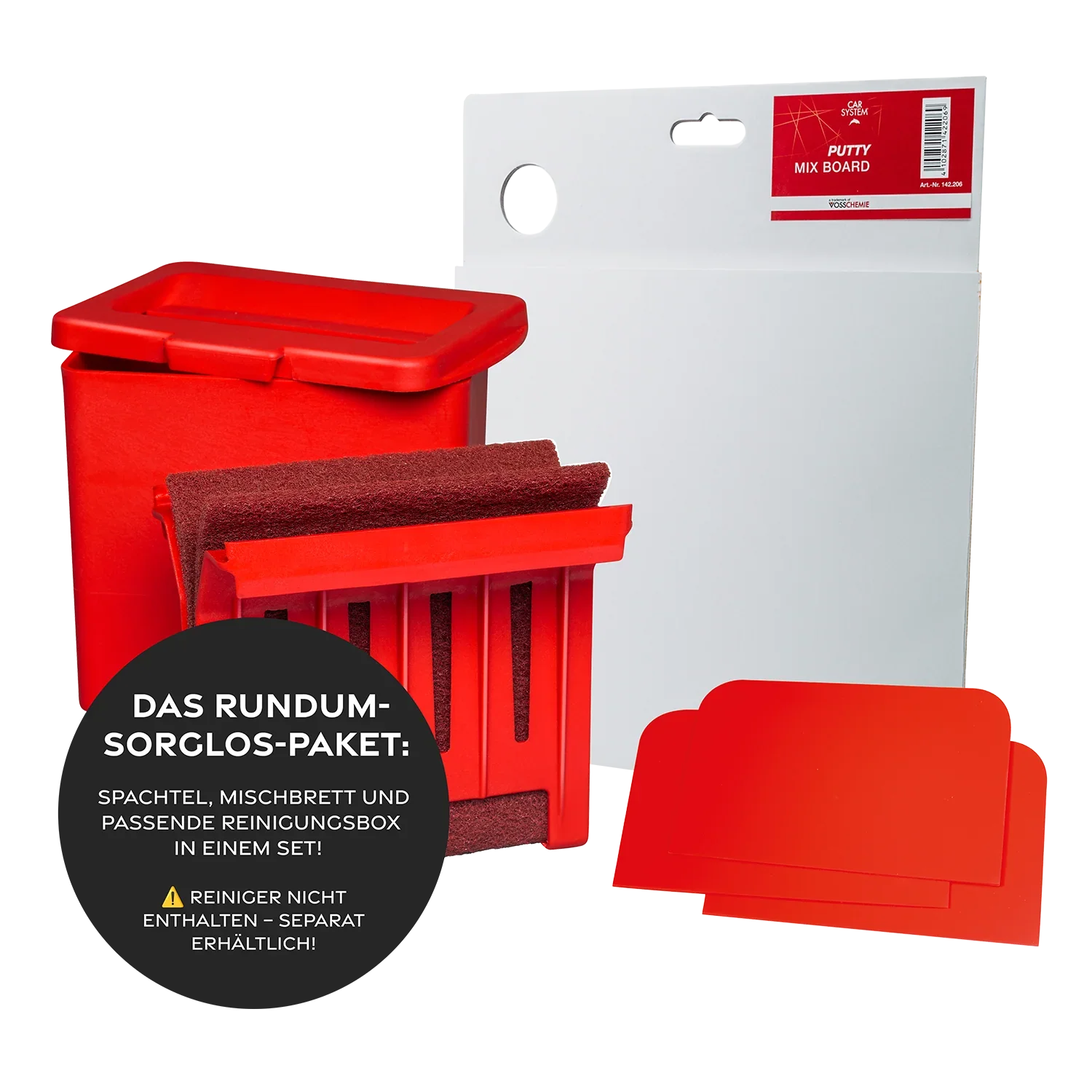 Carsystem Spachtel Kunststoff + 1 Spachtelbrett + 1 Reinigungsbox Carsystem Spachtel Kunststoff 115x77 mm