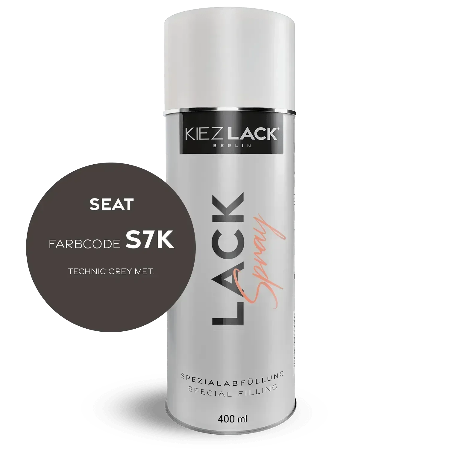 Kiezlack Lackspray Autolack Spraydose Seat S7K TECHNIC GREY MET.