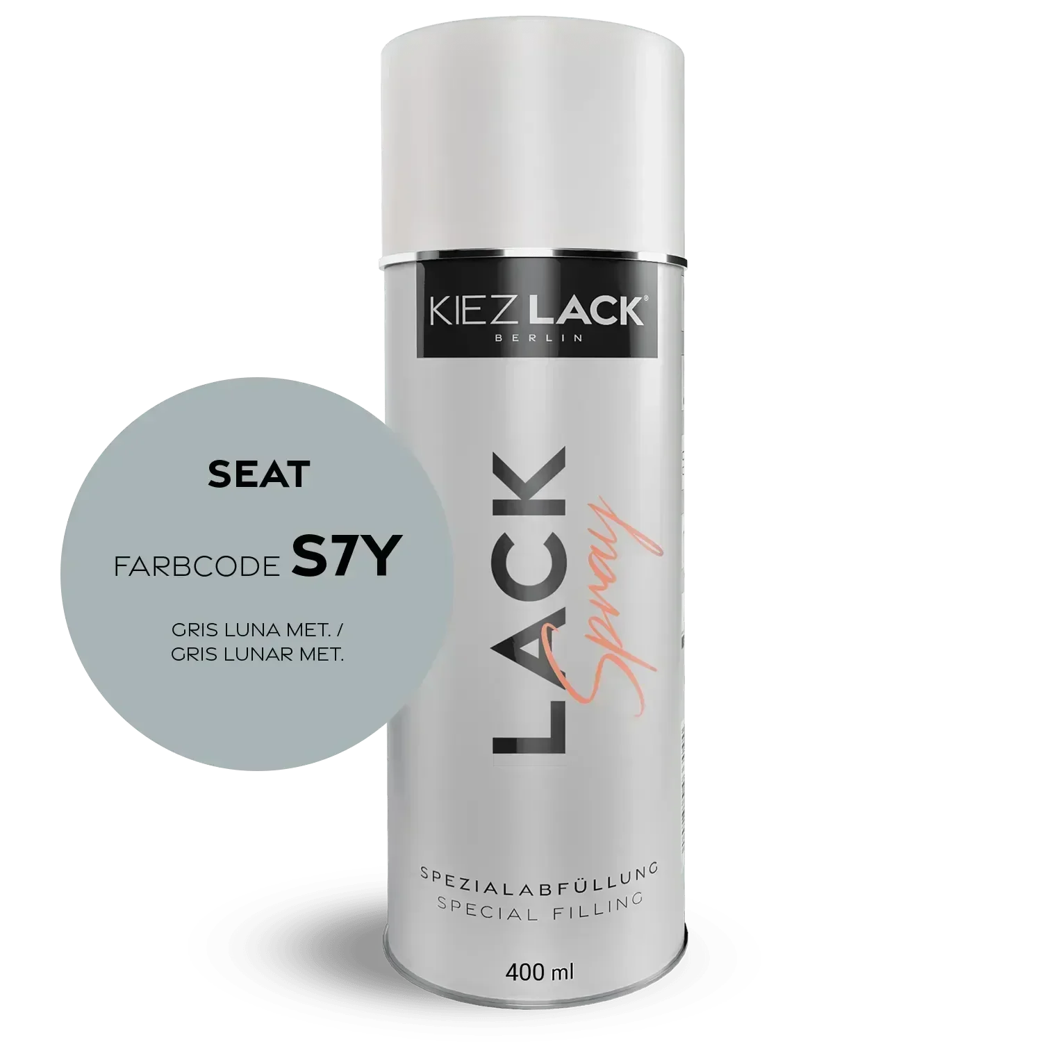 Kiezlack Lackspray Autolack Spraydose Seat S7Y GRIS LUNA MET.