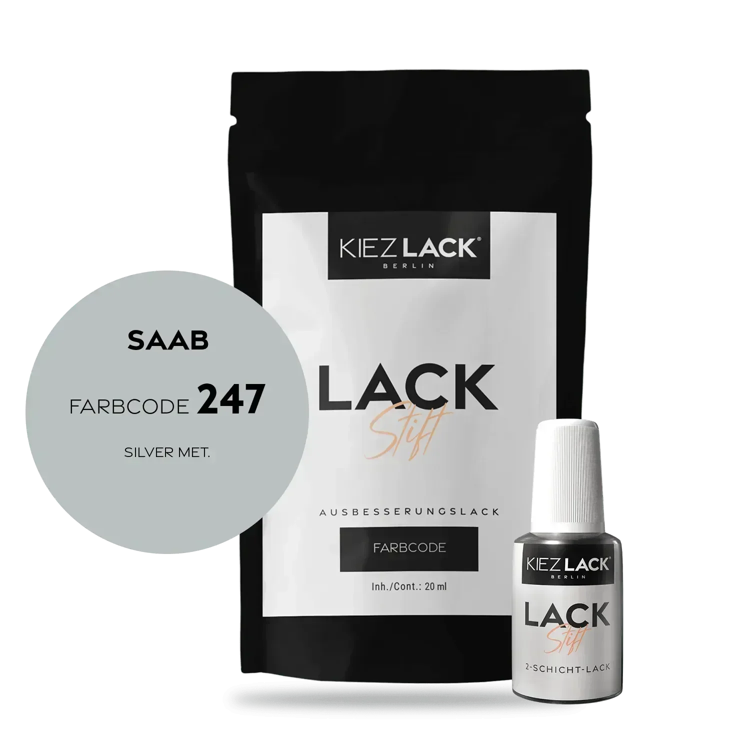 Kiezlack Lackstift Autolack Lackstift SAAB 247 SILVER MET.