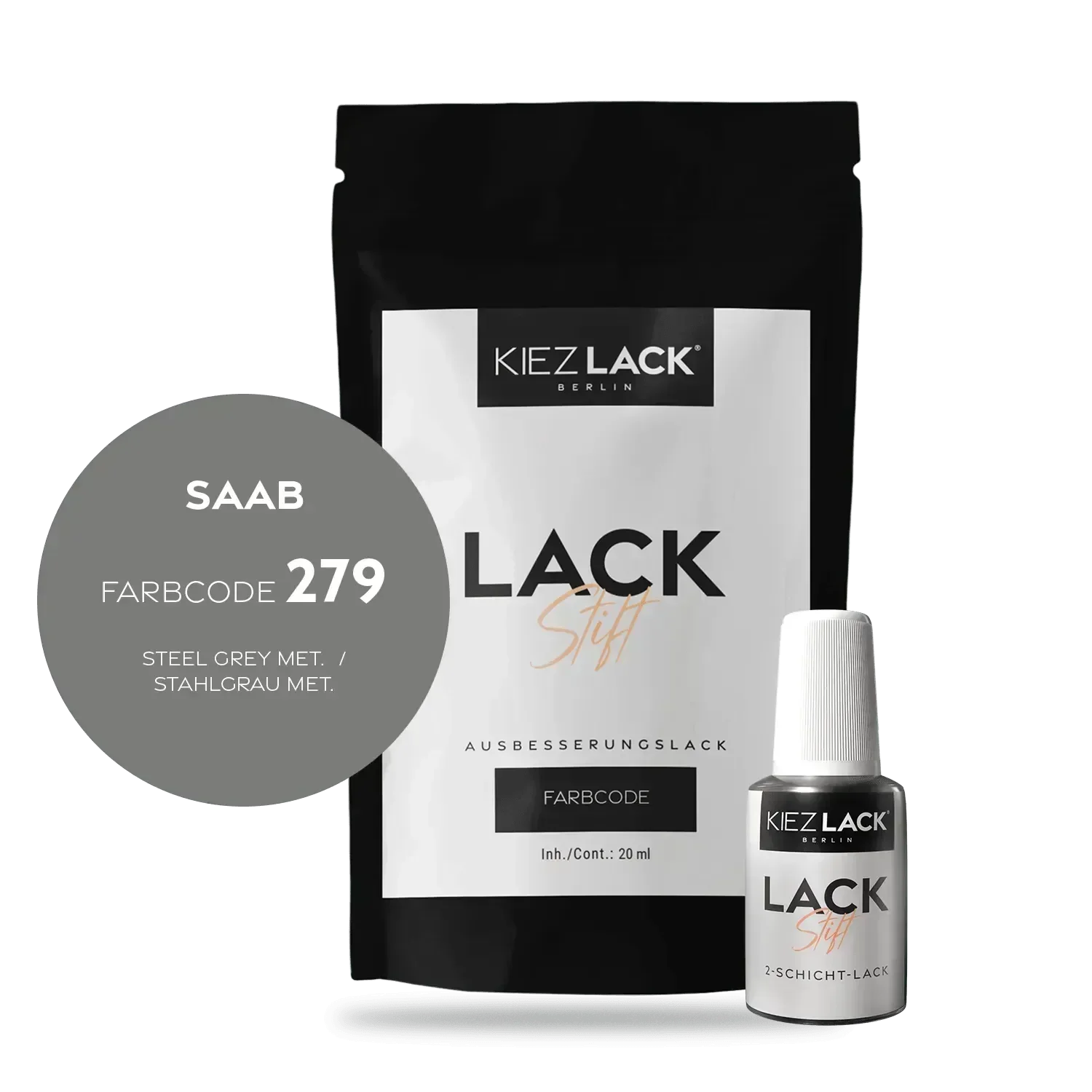 Kiezlack Lackstift Autolack Lackstift SAAB 279 STEEL GREY MET.
