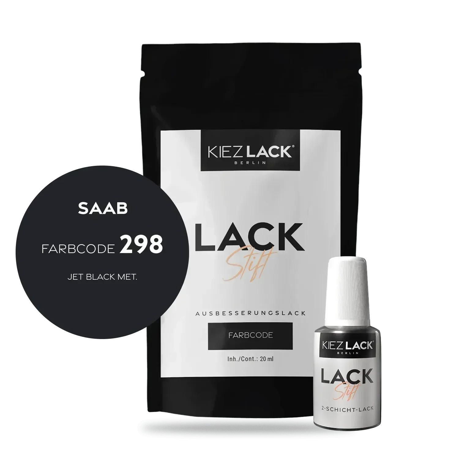 Kiezlack Lackstift Autolack Lackstift SAAB 298 JET BLACK MET.