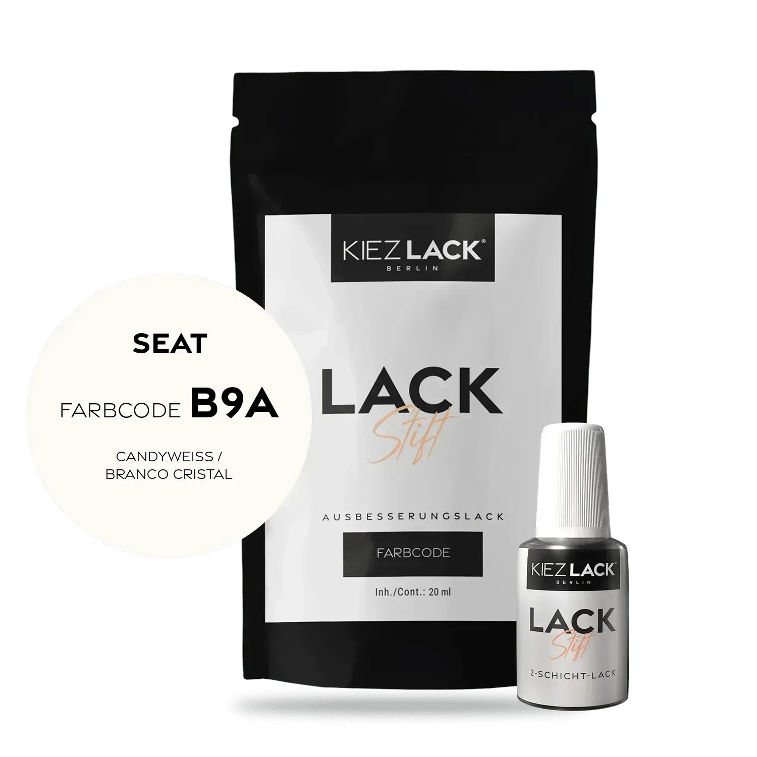 Kiezlack Lackstift Autolack Lackstift Seat B9A CANDYWEISS