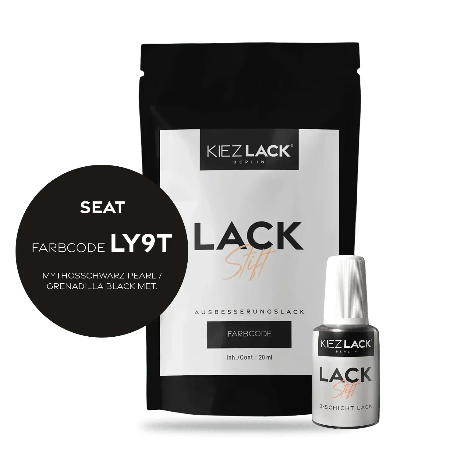 Kiezlack Lackstift Autolack Lackstift SEAT LY9T MYTHOSSCHWARZ PEARL