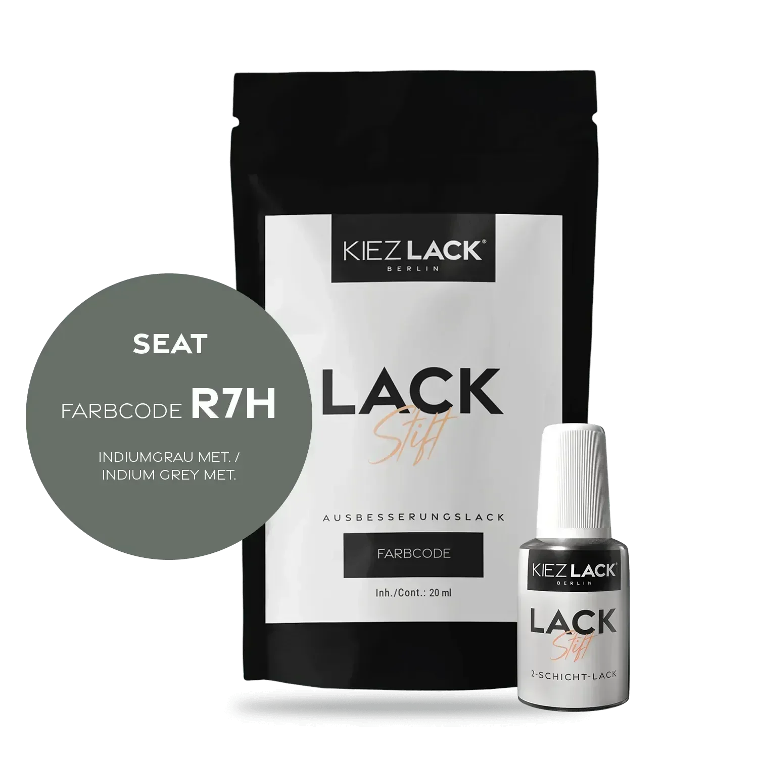 Kiezlack Lackstift Autolack Lackstift Seat R7H INDIUMGRAU MET.
